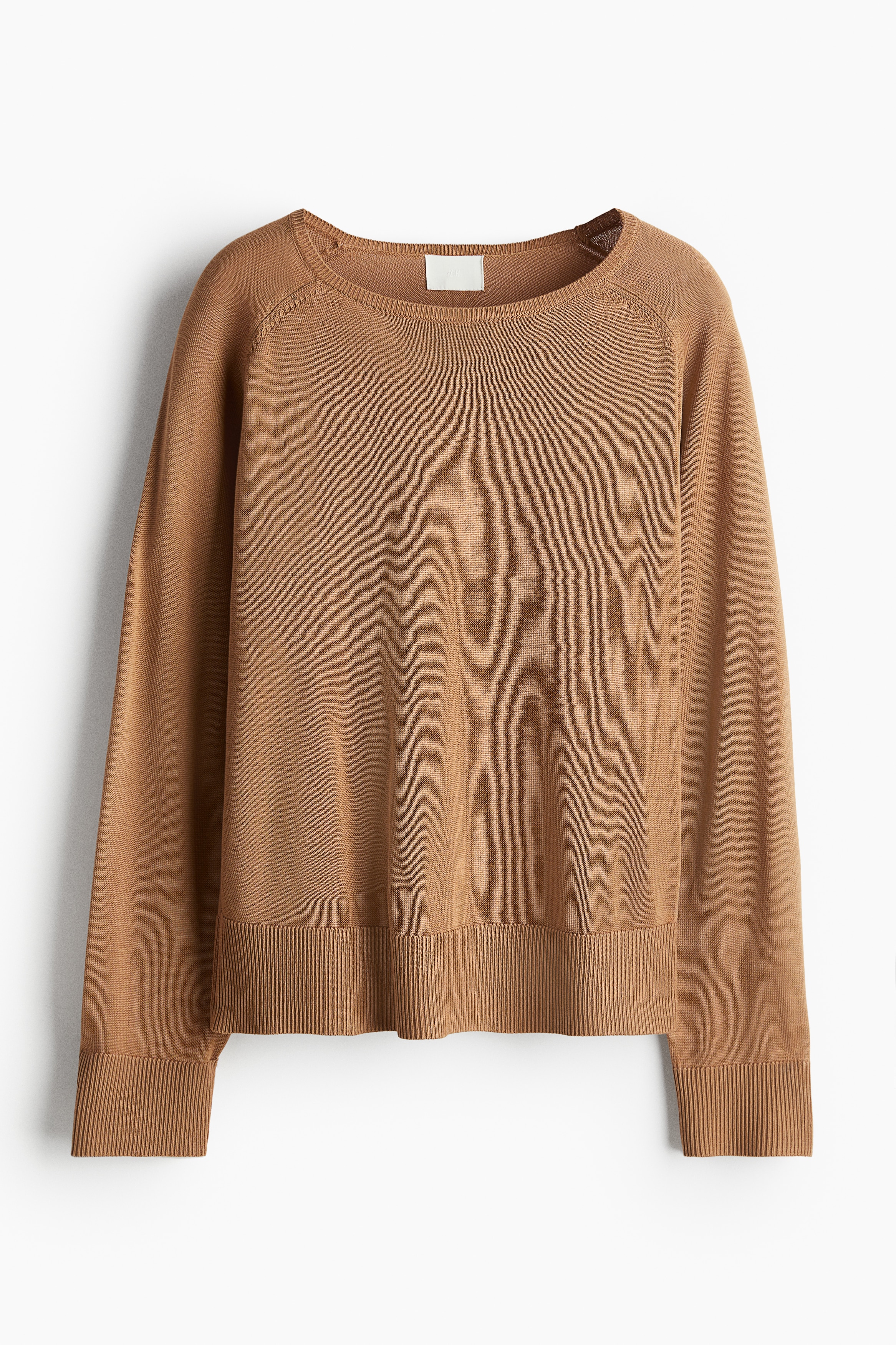 Πουλόβερ με λεπτή πλέξη - Καμηλό/Σκούρο γκρι μελανζέ/ριγέ