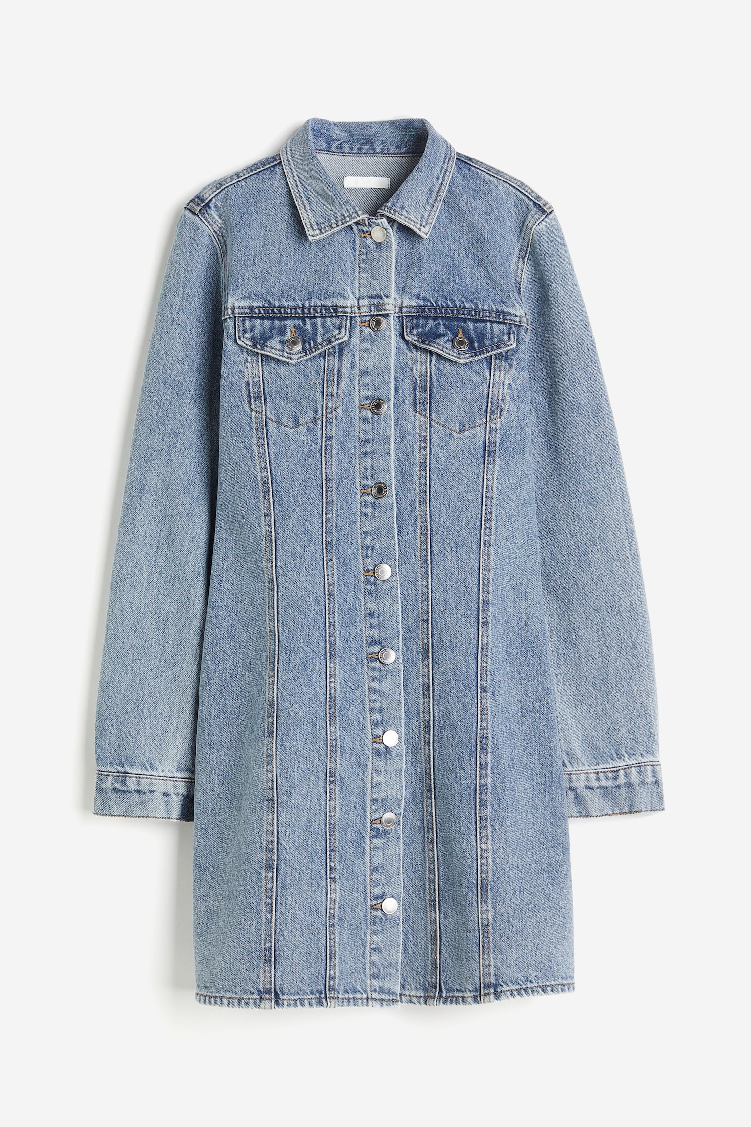 Cotton Denim Dress - Light denim blue/Powder pink/Dark denim blue - 2