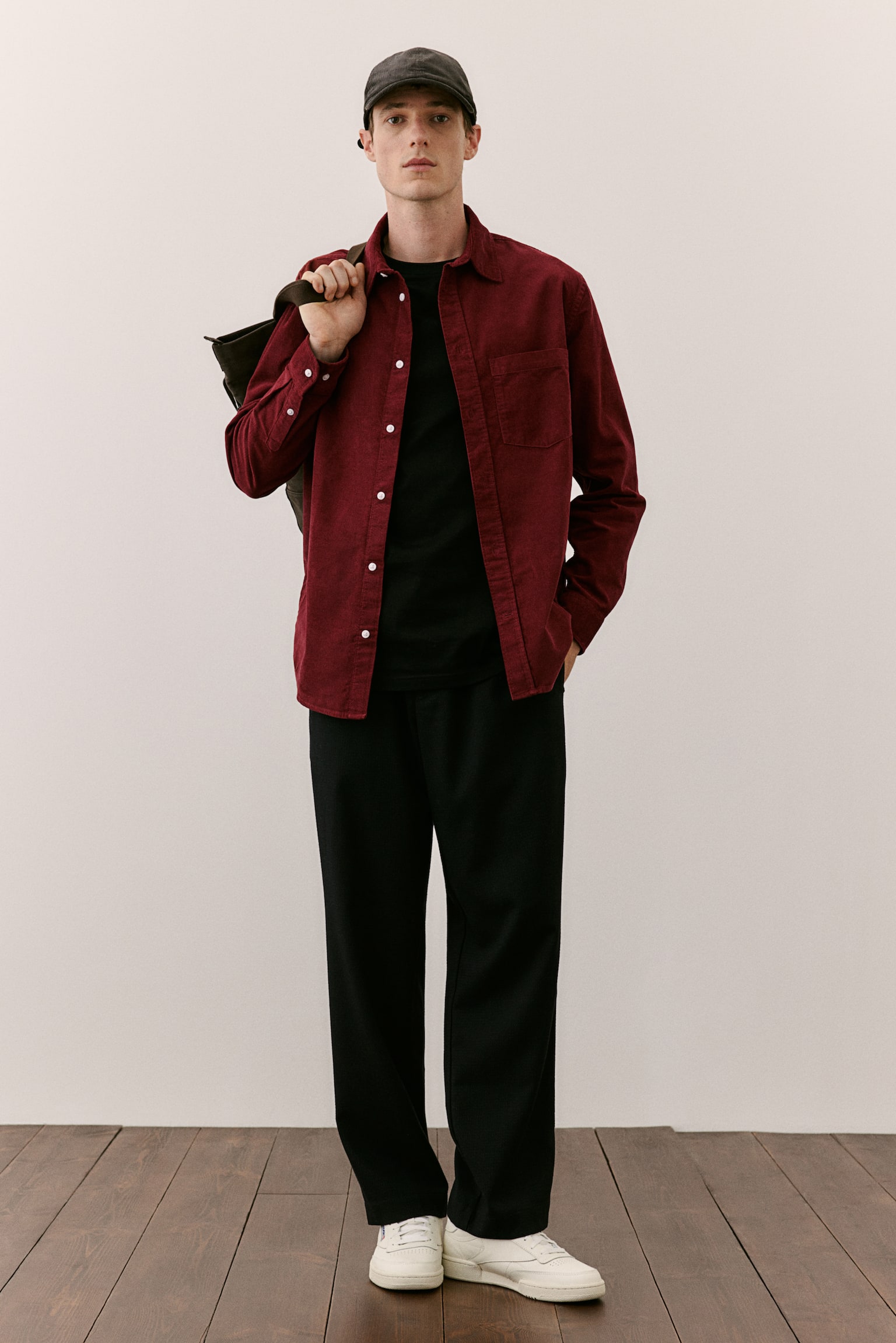 Regular Fit Corduroy shirt - Burgundy/Navy blue/Dark khaki green/Black/Dark brown/Light beige/White - 3