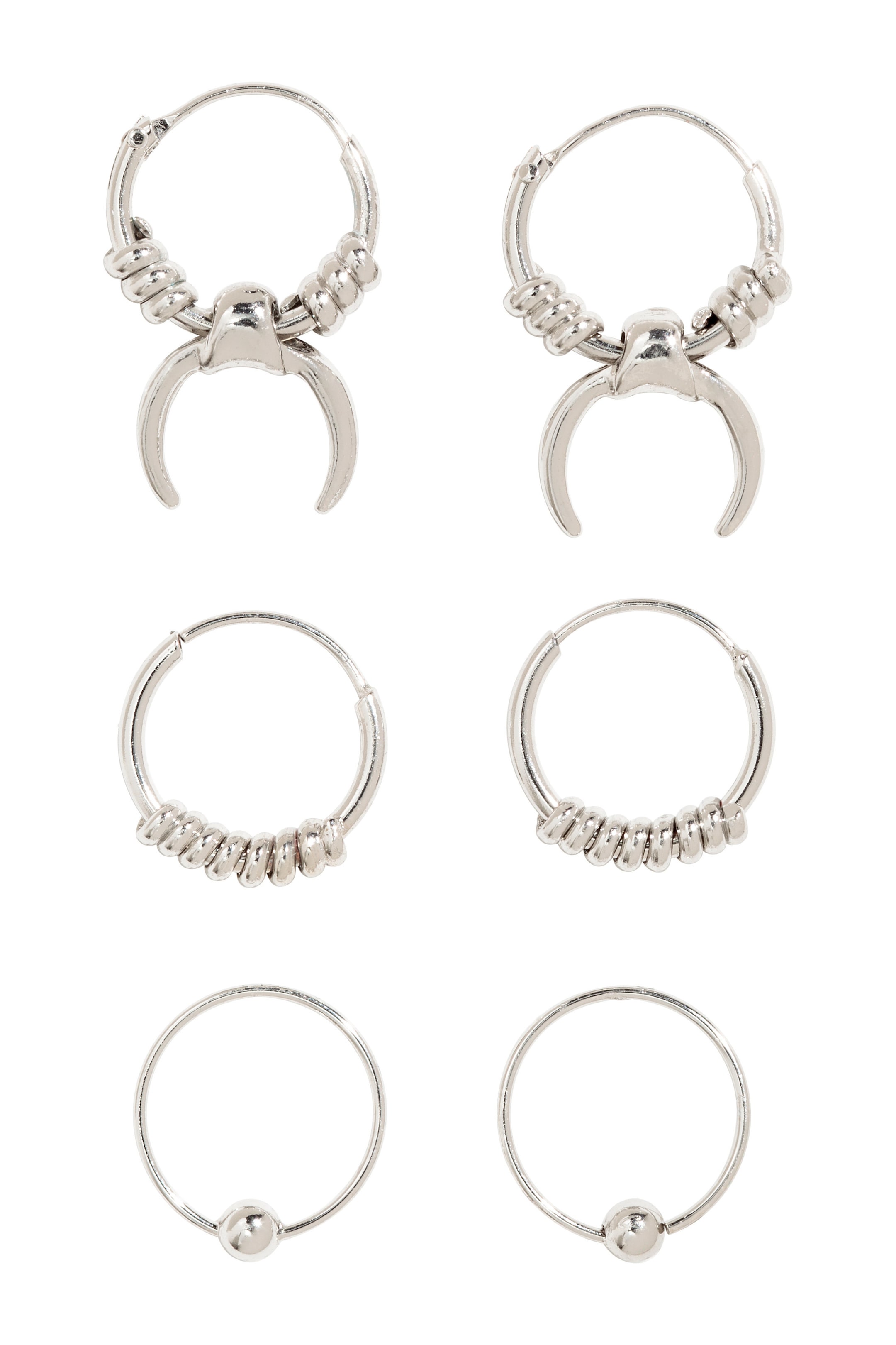 View larger image: 3 pairs earrings - Silver - Ladies | H&M GB 1