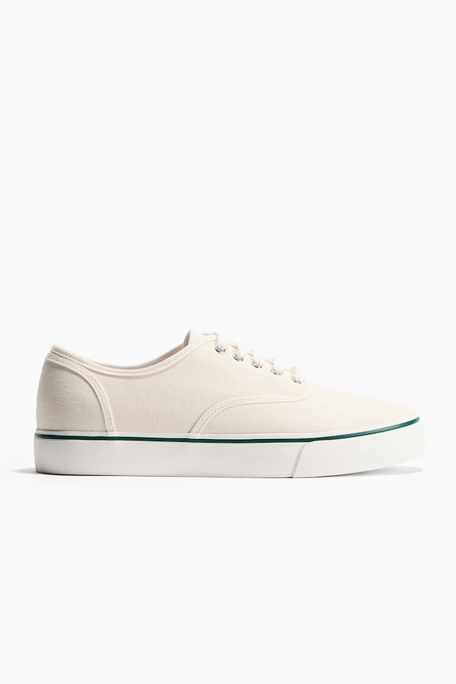 Canvas Sneakers - White/Black/Navy blue/Green - 1