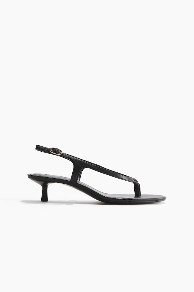 Kitten-heeled sandals - Black/Dark brown/Beige - 1