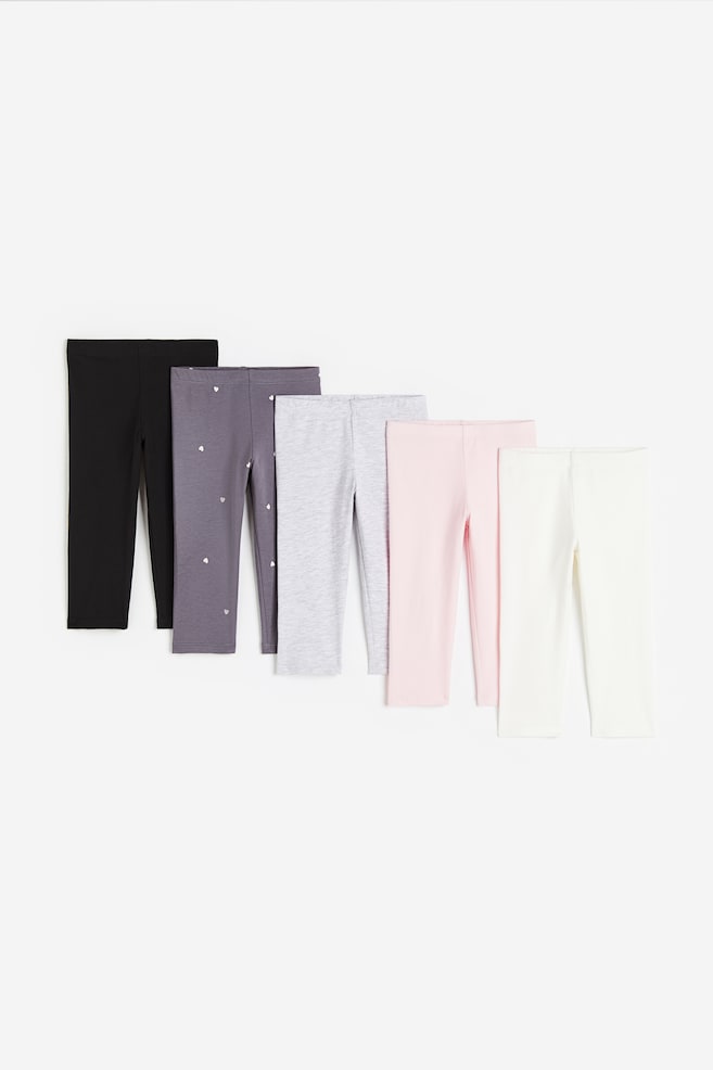 5-pack cotton Capri leggings - Dark grey/Light pink/Light pink/Light yellow/Navy blue/Cherries/Coral/White/Light beige/dc/dc/dc - 1