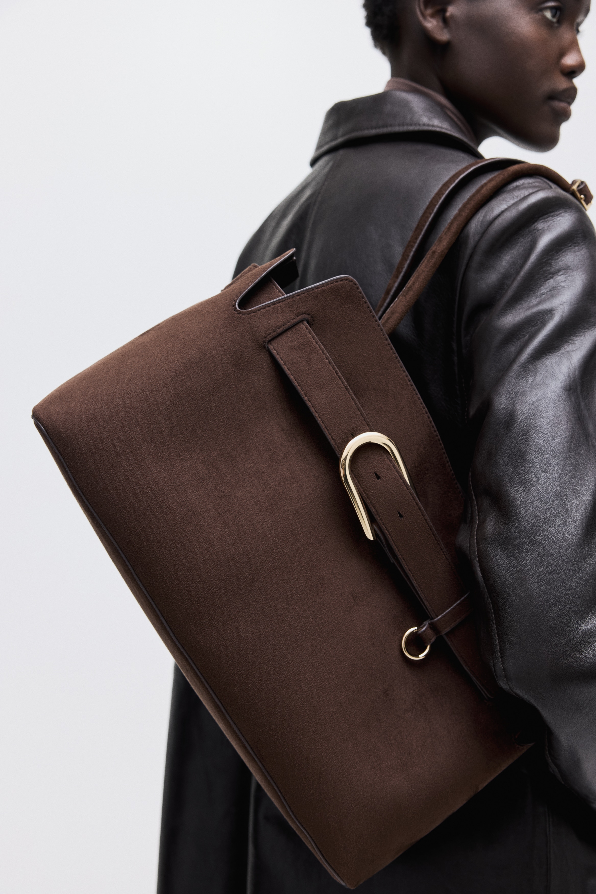 H & M - ストラップディテールトートバッグ - ブラウン