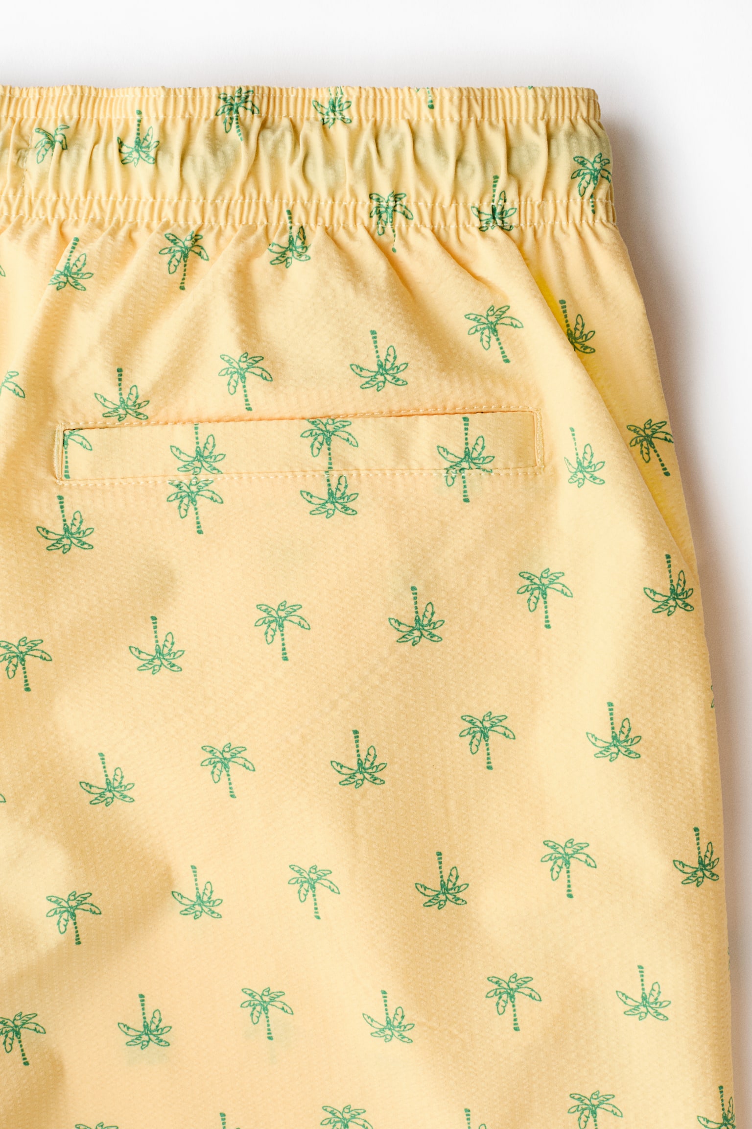 Seersucker swim shorts-Light yellow/Palm trees - 4