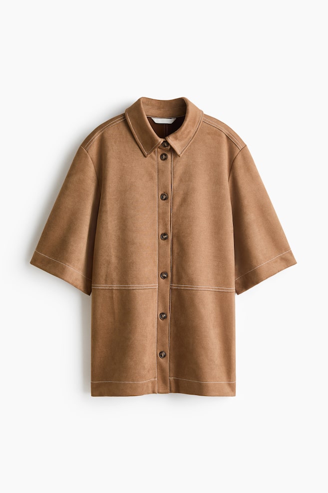Short Sleeve Shirt - Dark beige - 1