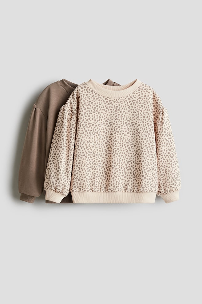 2-pack puff-sleeved sweatshirts - Dark mole/Leopard print - 1