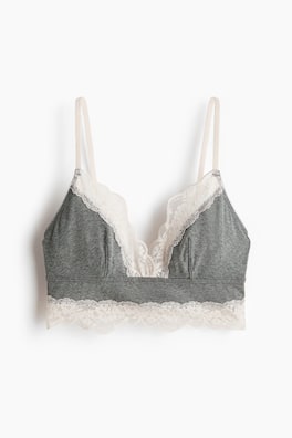 Bralette i bomull med spetskanter