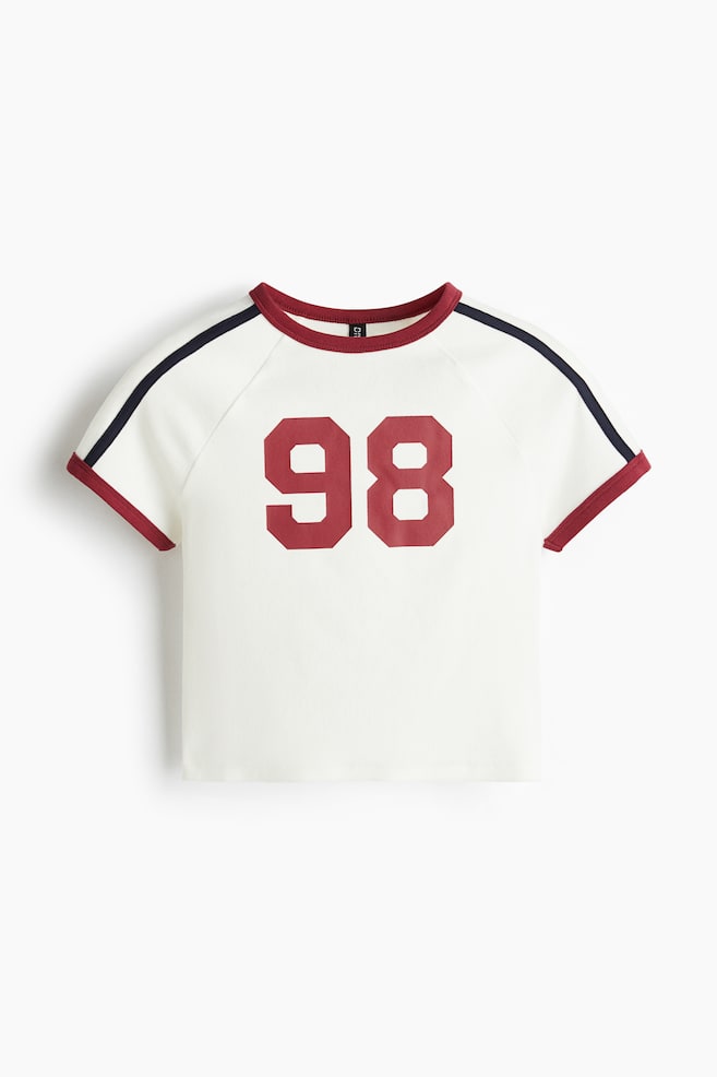 Cropped T-shirt - White/98/Dark green/Paris/Dark red/Paris - 1