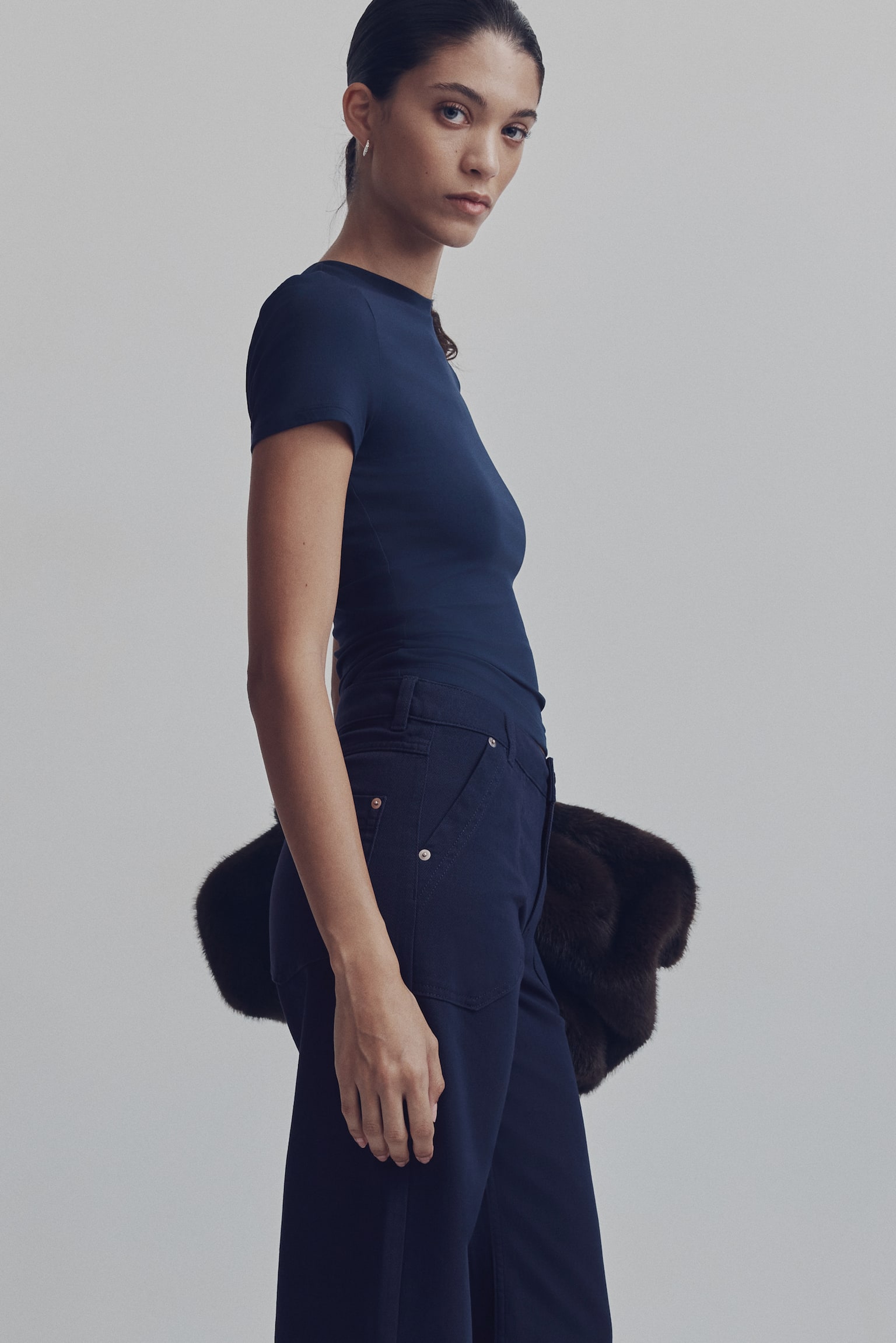 Cotton twill trousers - Navy blue - 7