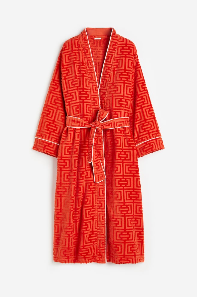 Jacquard-patterned dressing gown - Orange/Patterned/Black/Patterned/Beige/Patterned - 1