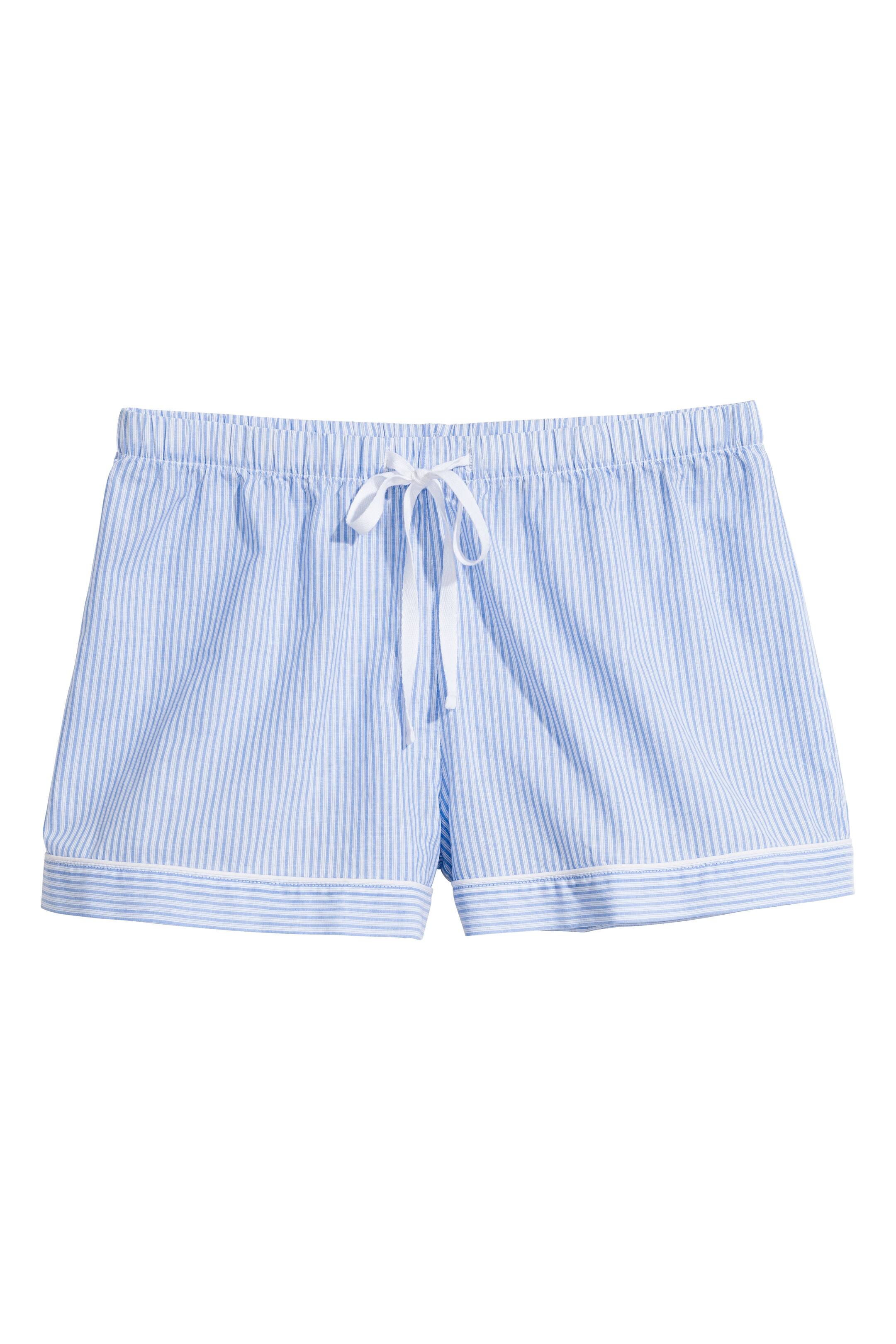 View larger image: Pyjama shirt and shorts - Blue/White/Striped - Ladies | H&M GB 1