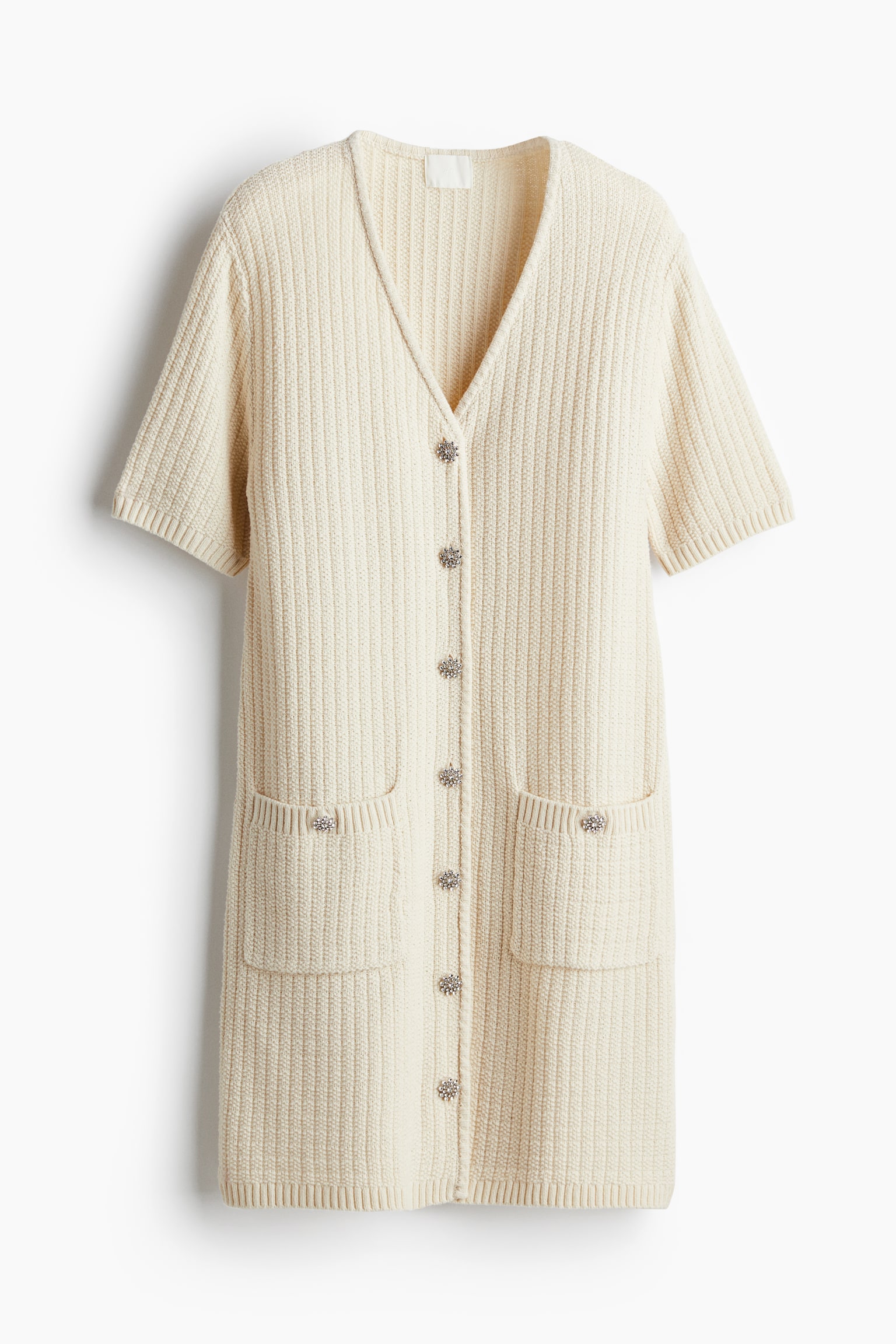 Moss-knit dress - Cream - 2