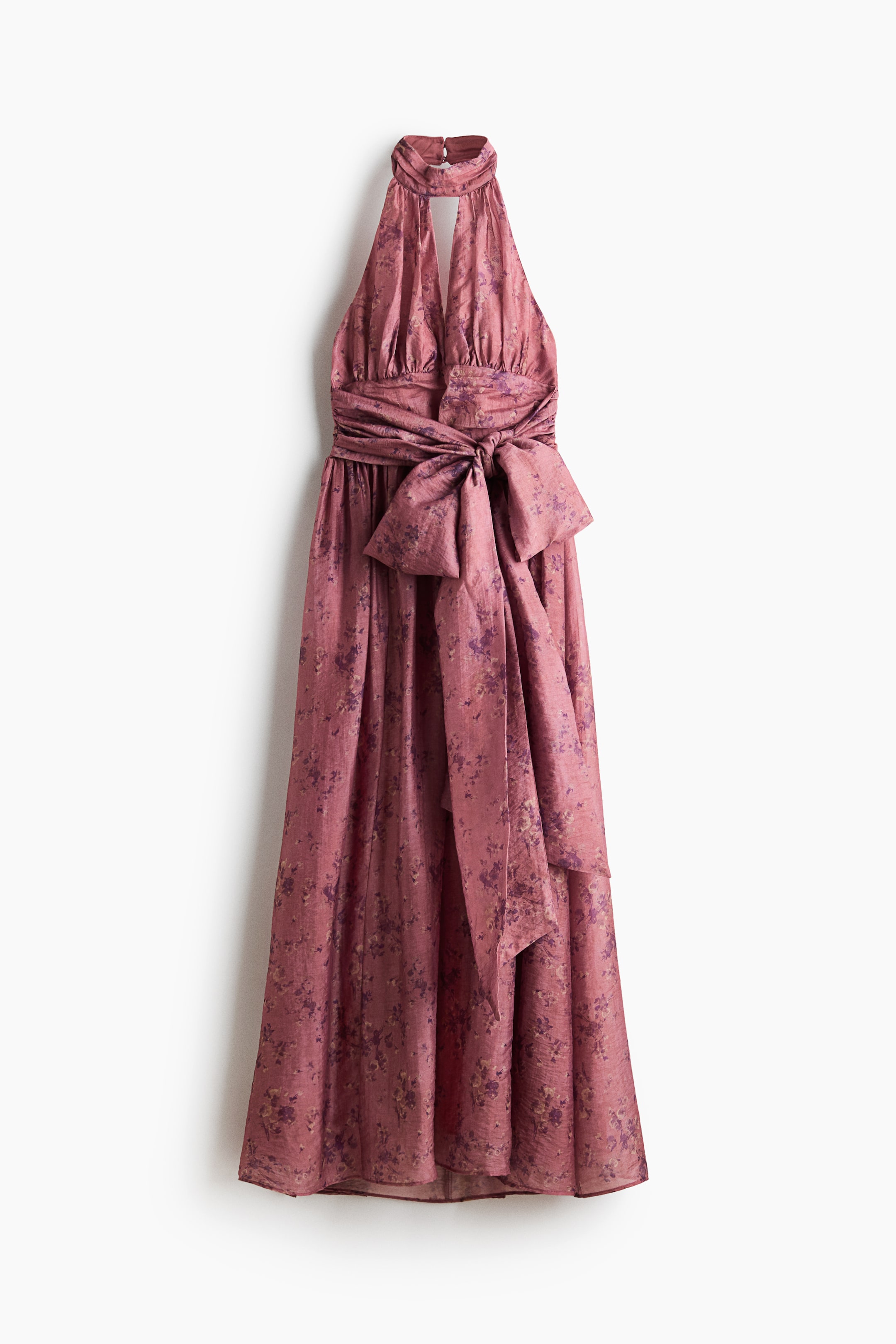 Tie-Detail Halterneck Dress