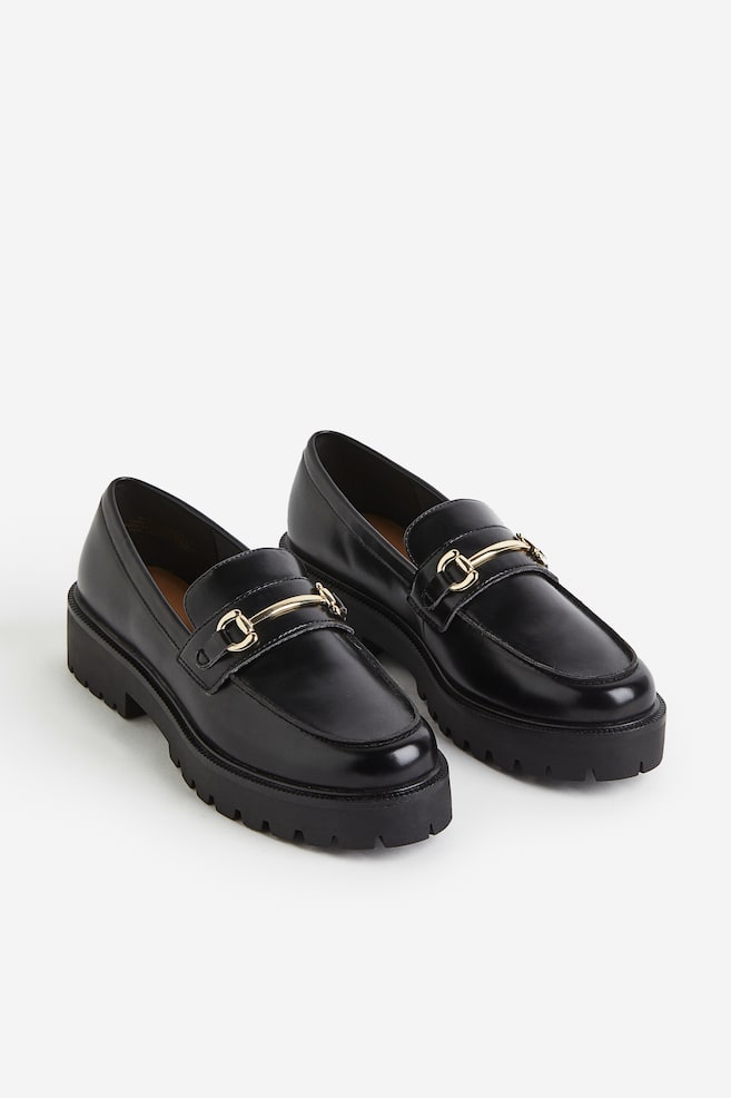 Chunky buckle-detail loafers - Black - 3