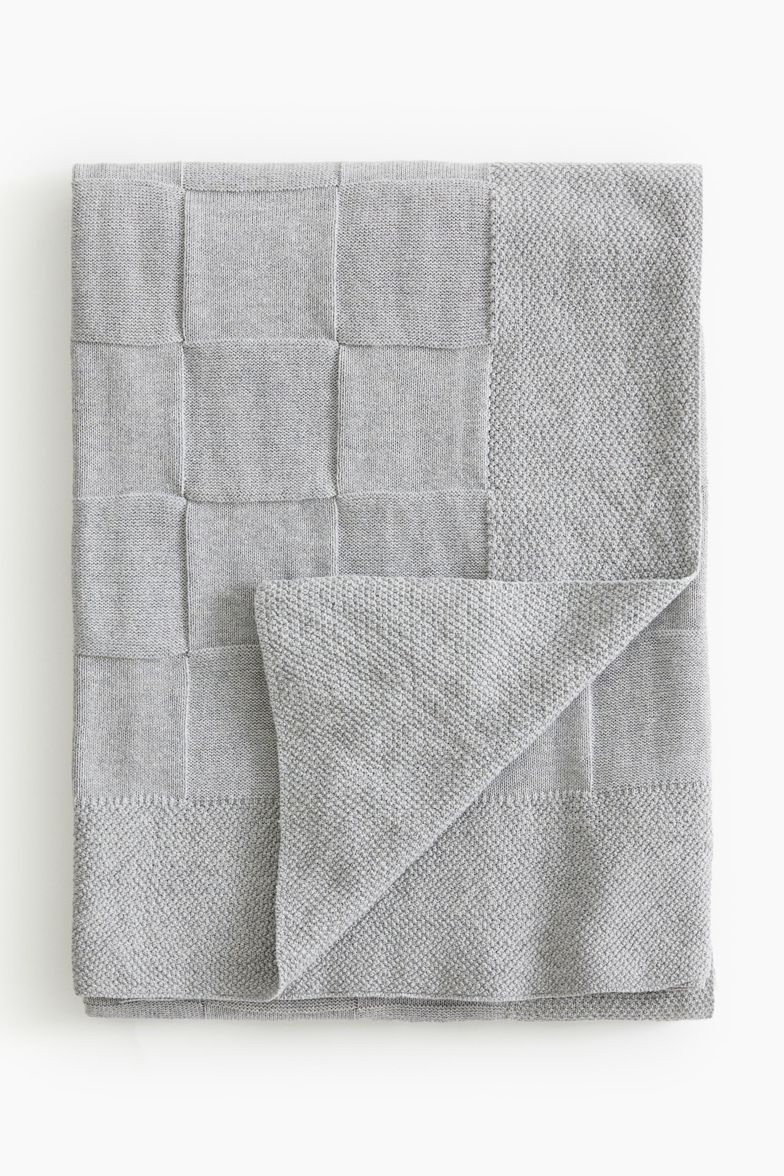 Knitted cotton blanket - Dusty grey - 1