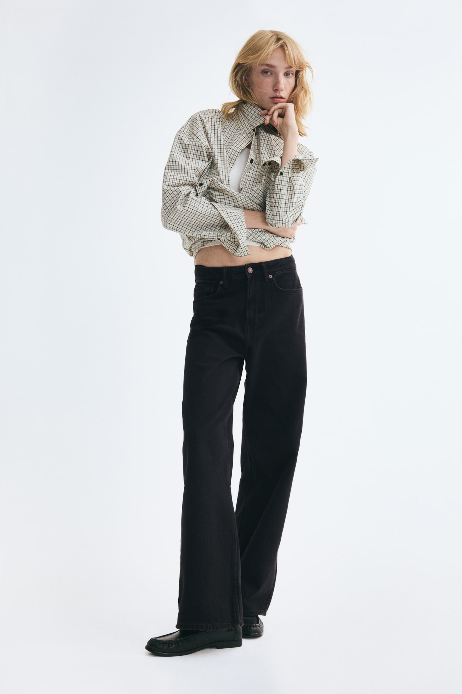 Wide High Waist Jeans - 1