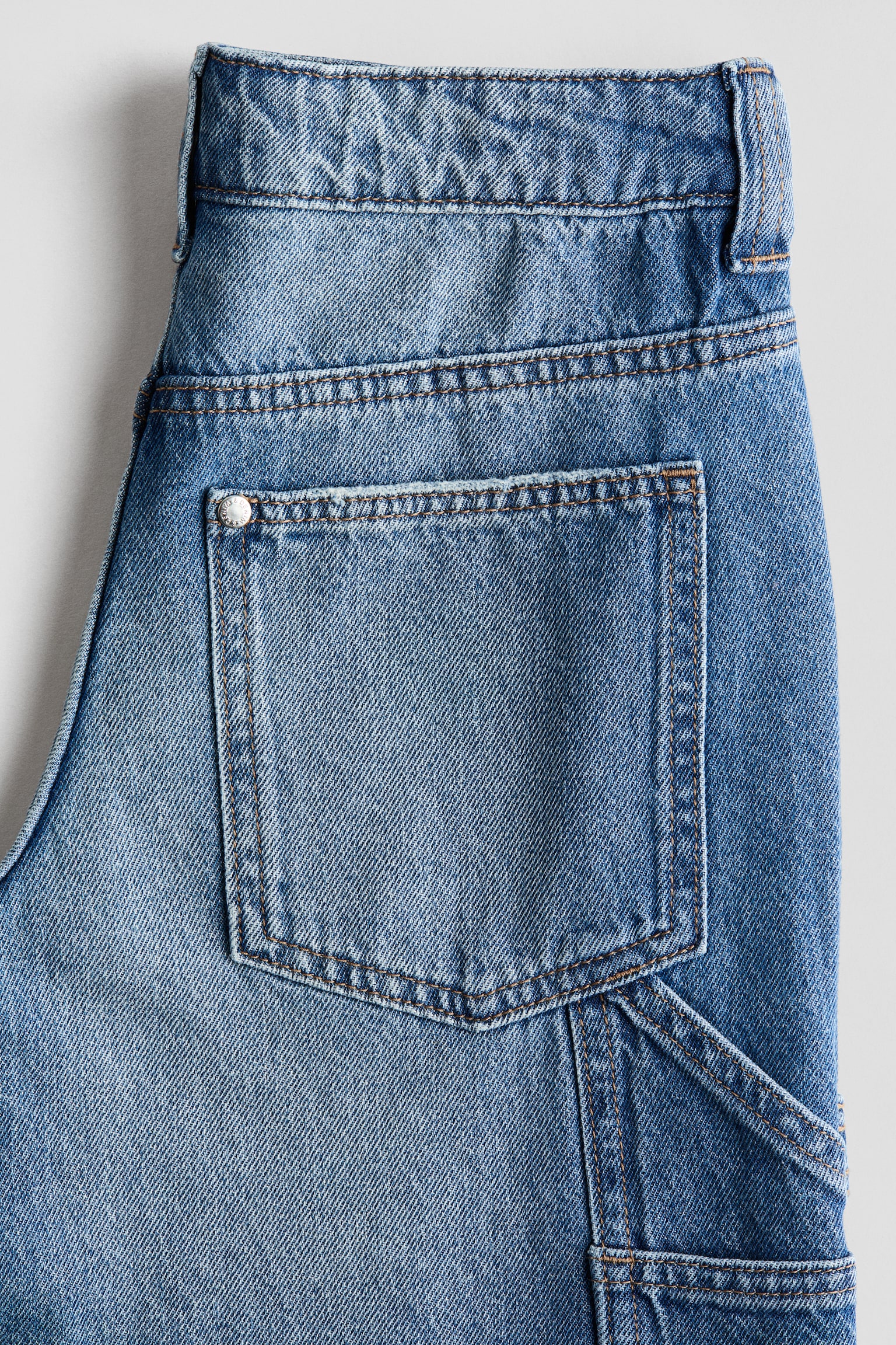 Quần short thợ mộc vải denim - Màu xanh denim/Màu xám denim nhạt - 3