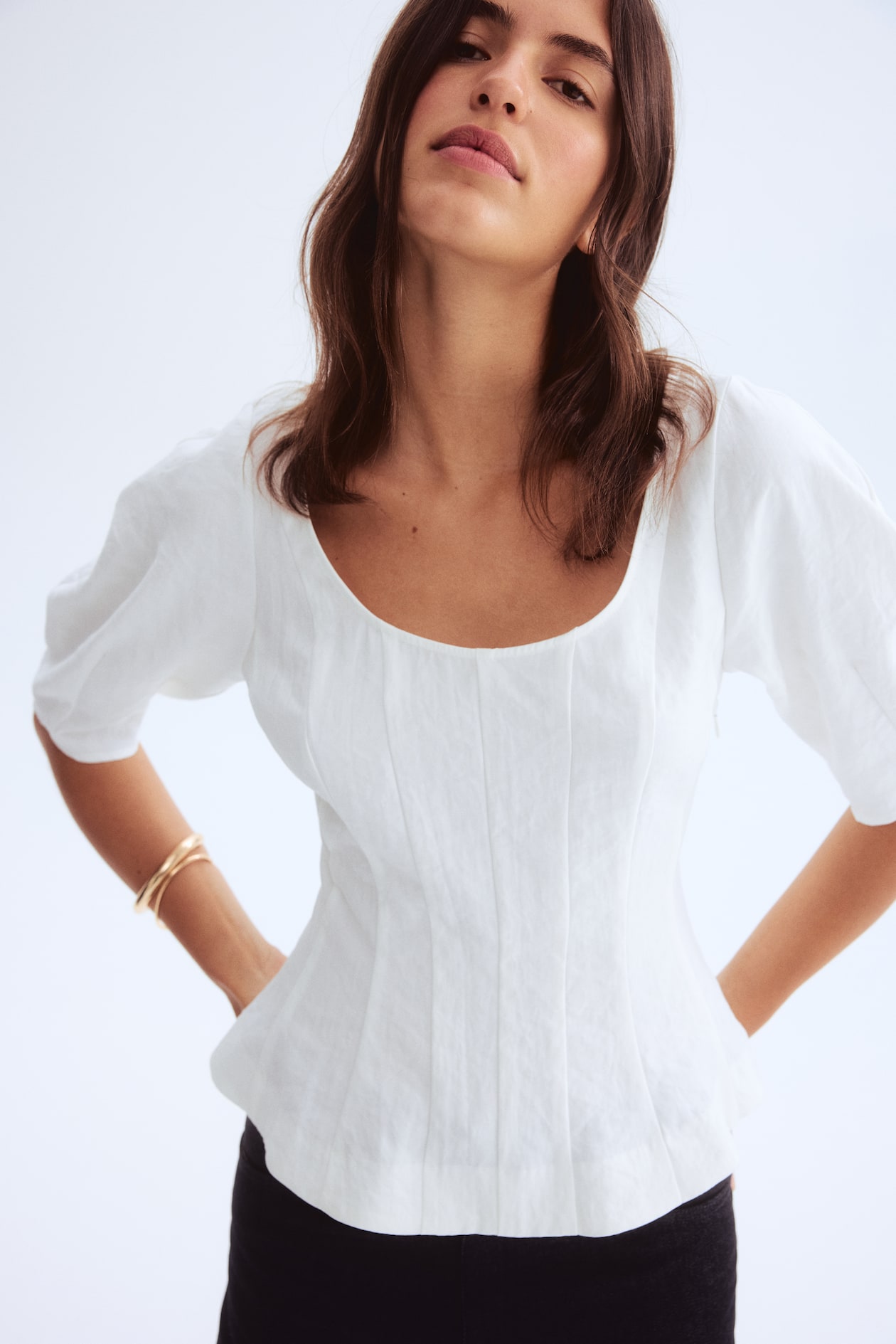 Scoop-neck blouse - White - Ladies | H&M GB