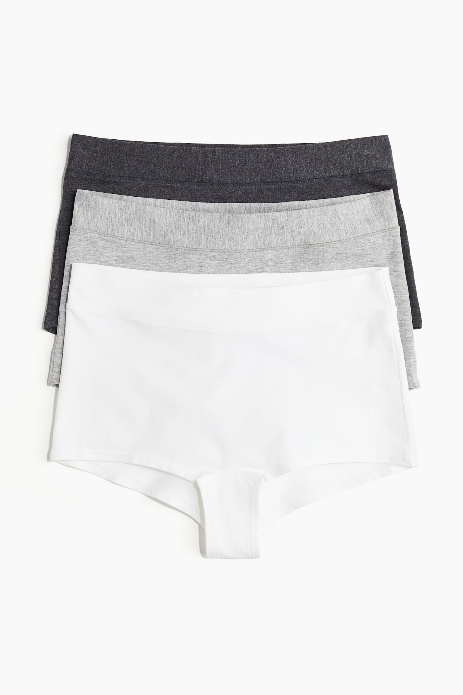 3-pack cotton shortie briefs - Grey marl/White - 2