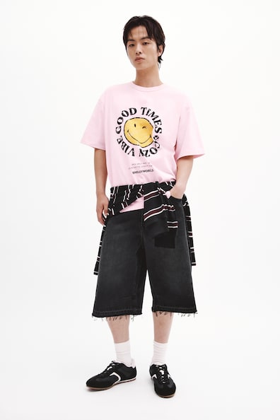 ルーズフィット プリントコットンTシャツ