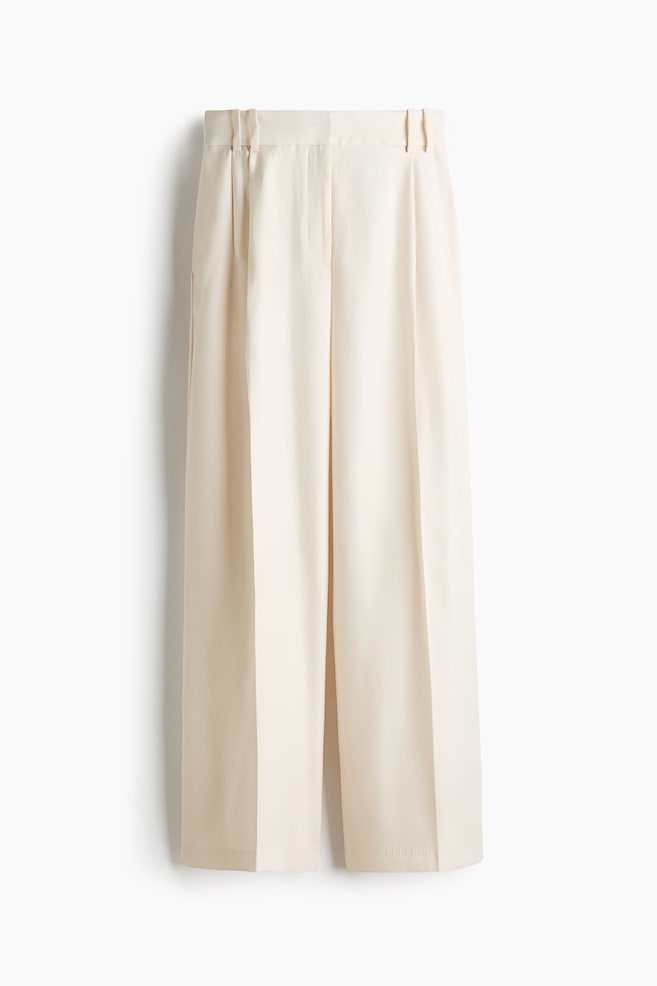 Wide-Leg Dress Pants - Cream/Burgundy/Dark brown - 1
