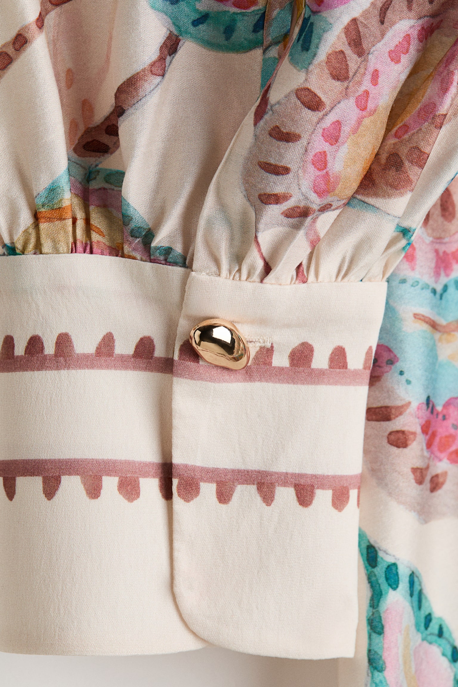 Loose-fit dress - Light beige/Floral/Cream/Black patterned - 6