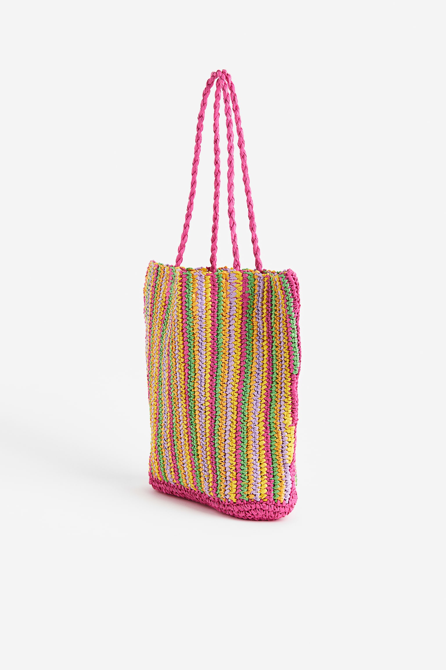 Straw Shopper - Cerise/Stripe - 2