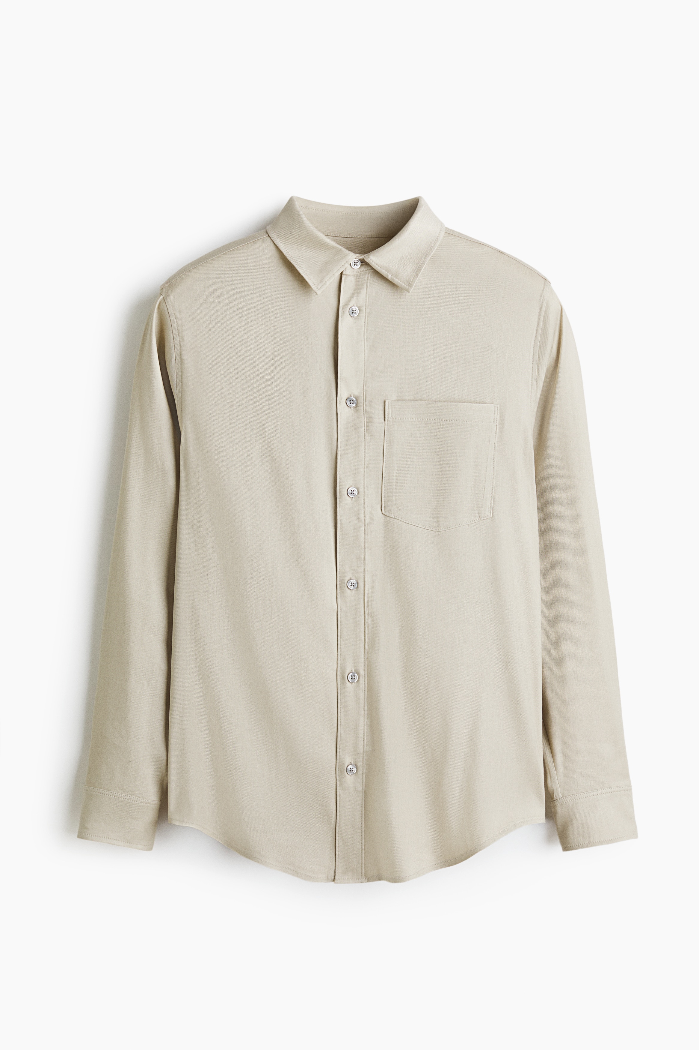 Pellavasekoitteinen paita Regular Fit - Beige/Valkoinen