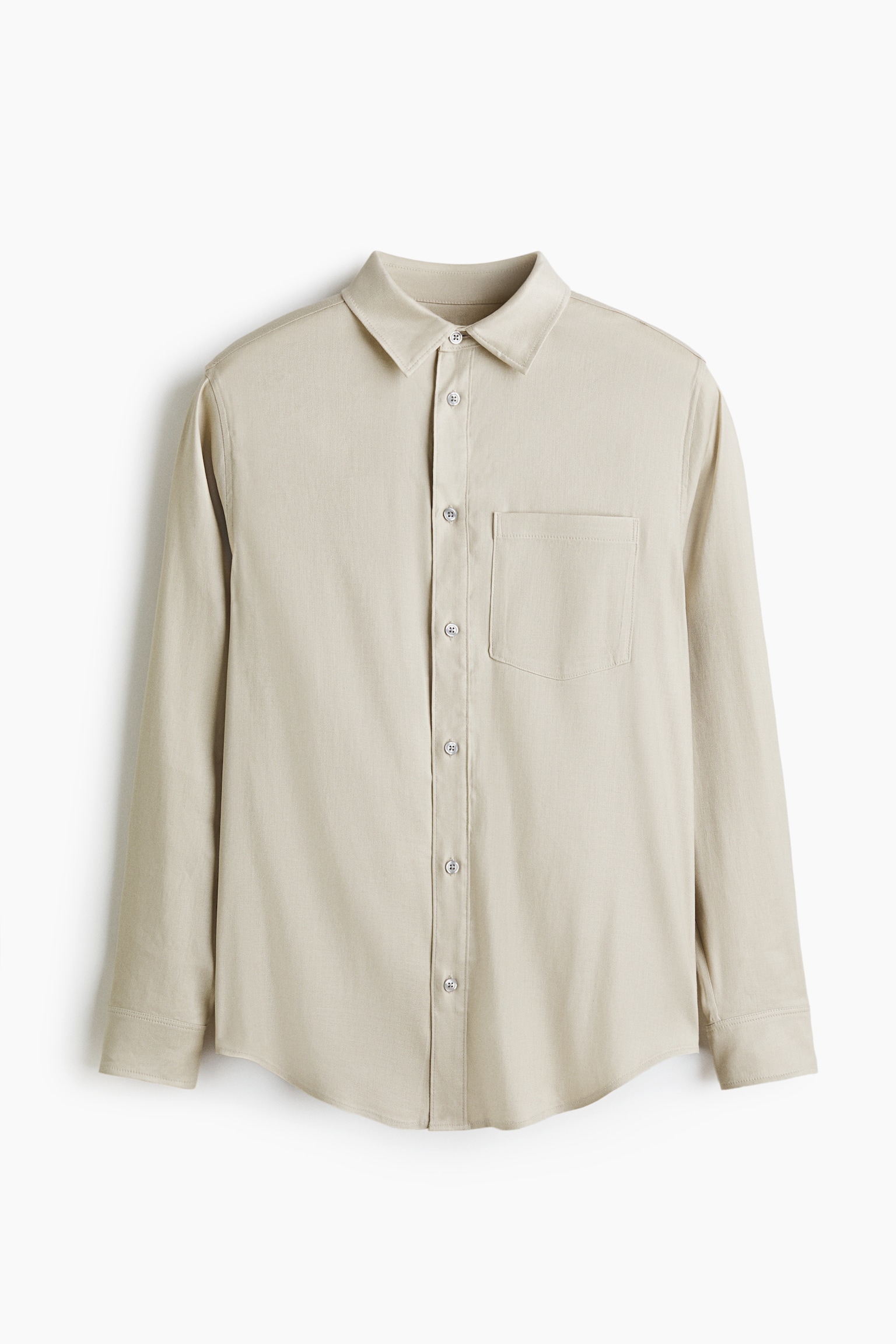 Regular Fit Linen-blend shirt - Beige/Khaki green/White - 1
