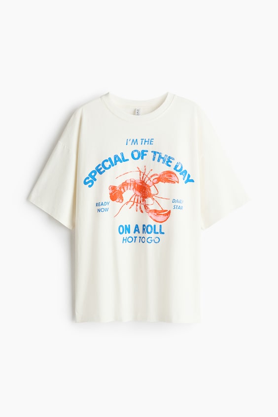 Женские футболки H&M Oversized T-Shirt with Printed Motif