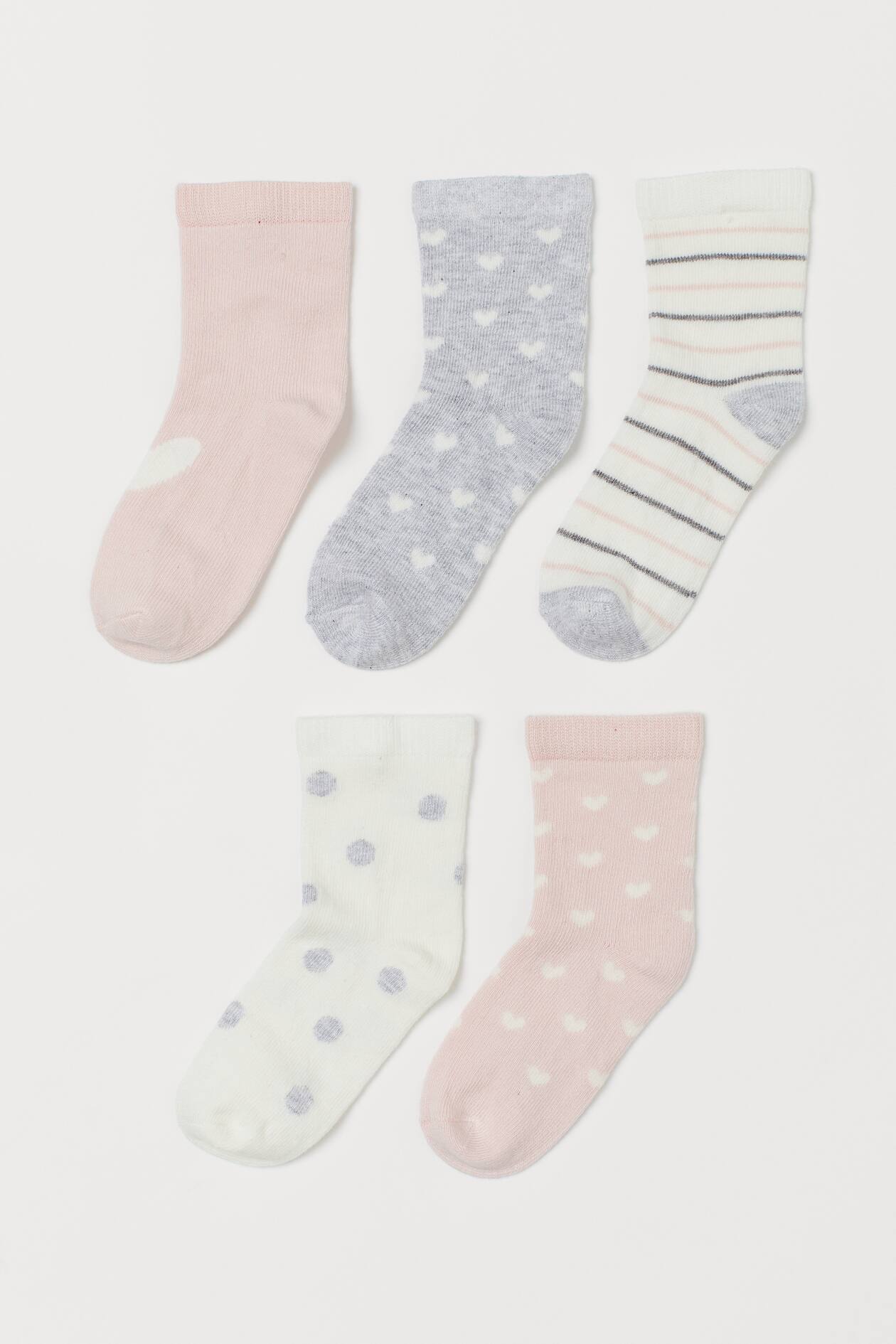 5-pack Socks - Light pink/hearts - Kids | H&M US