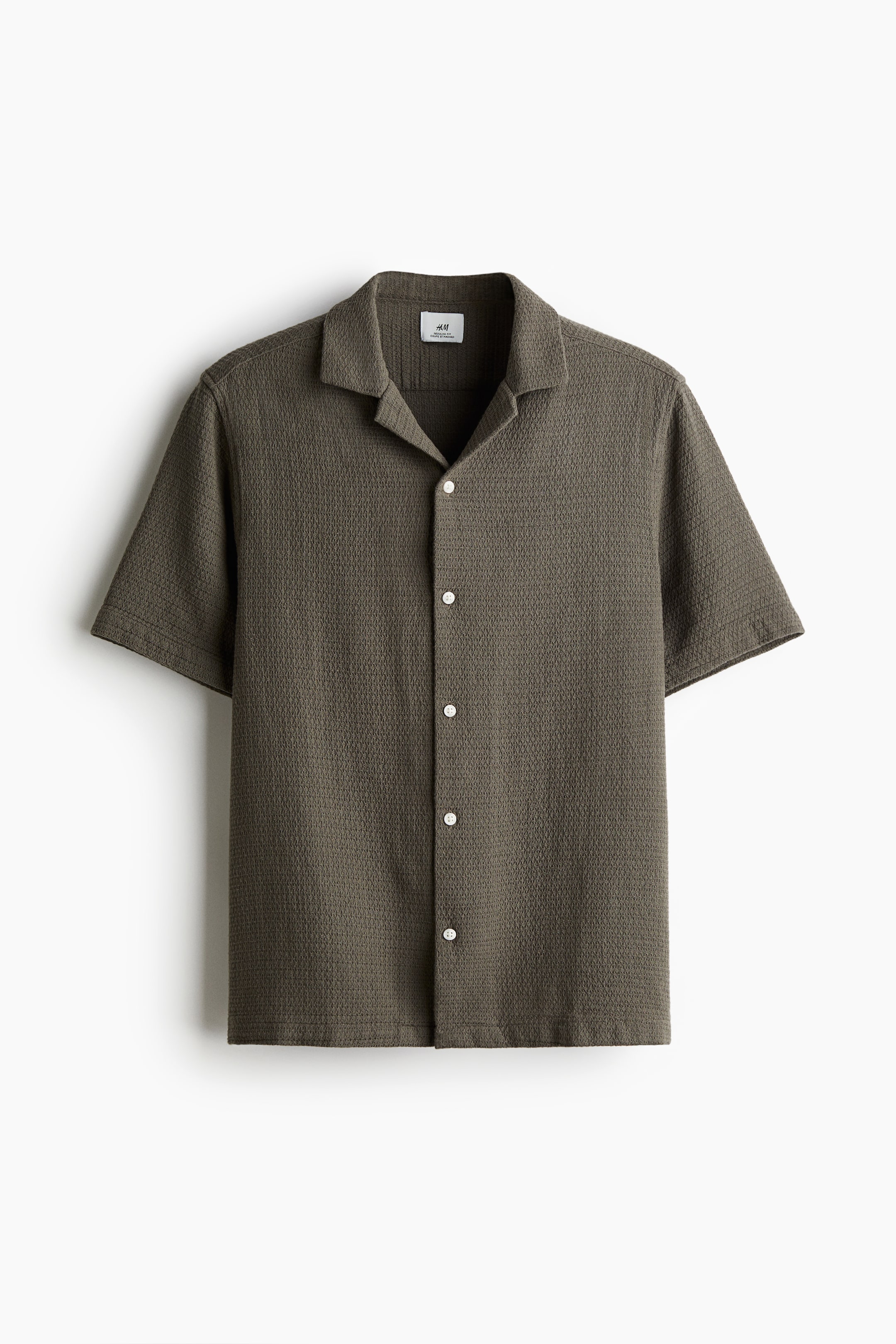 View larger image: Regular Fit Textured Resort Shirt - Khaki green - Men | H&M US 1