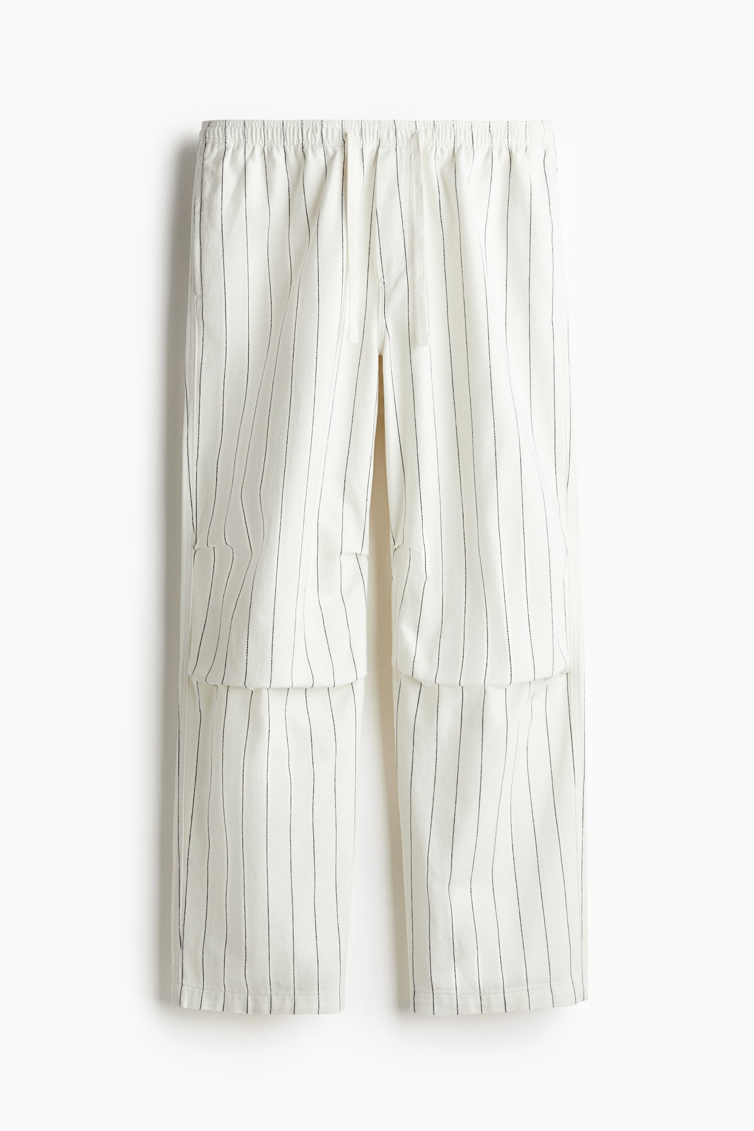 Loose Fit Twill trousers - White/Pinstriped/Beige - 1