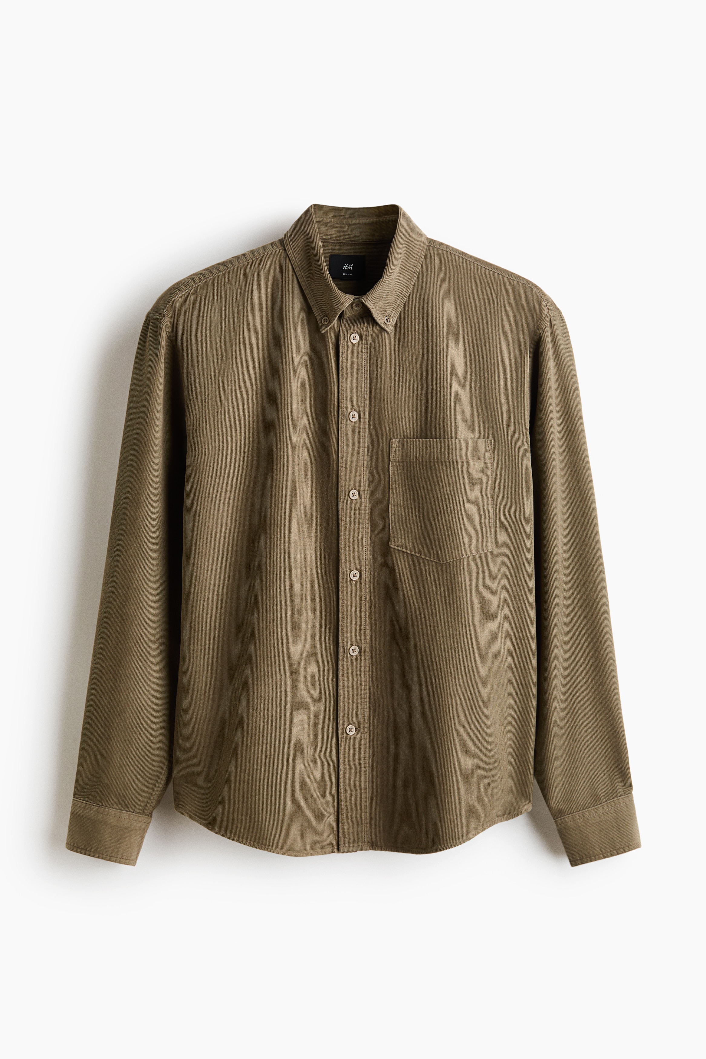 Hemd van ribfluweel Regular Fit - Donker kakigroen/Lichtbeige/Lichtblauw/Donkergroen/Bordeauxrood