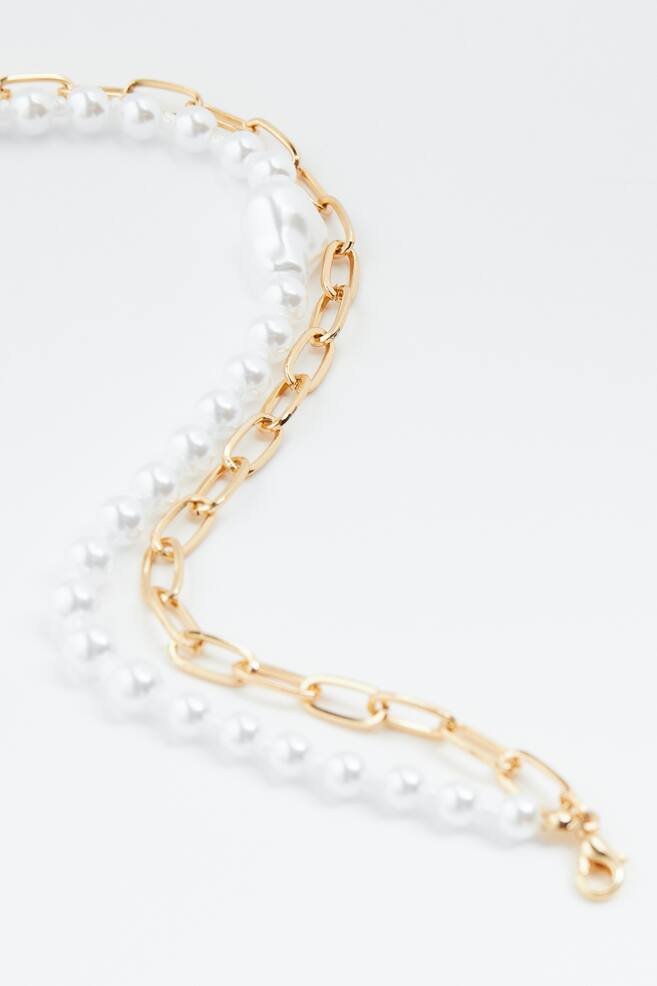 Two-strand necklace - Gold-coloured/White - 5