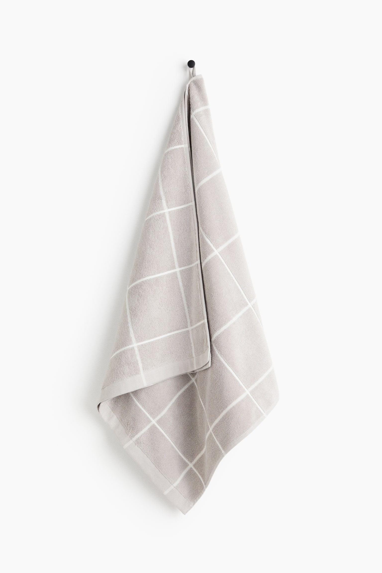 Grid-patterned bath towel - בז' אפרפר בהיר/משבצות/ורוד מאובק/משבצות/בז' חאקי/משבצות - 1
