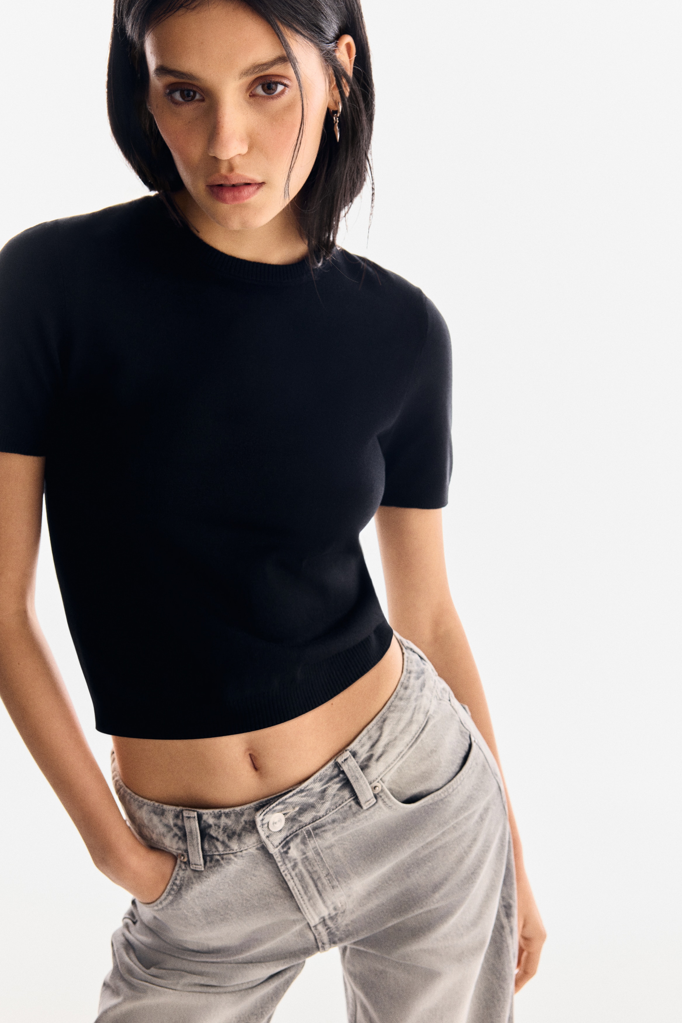 Fine-knit T-shirt