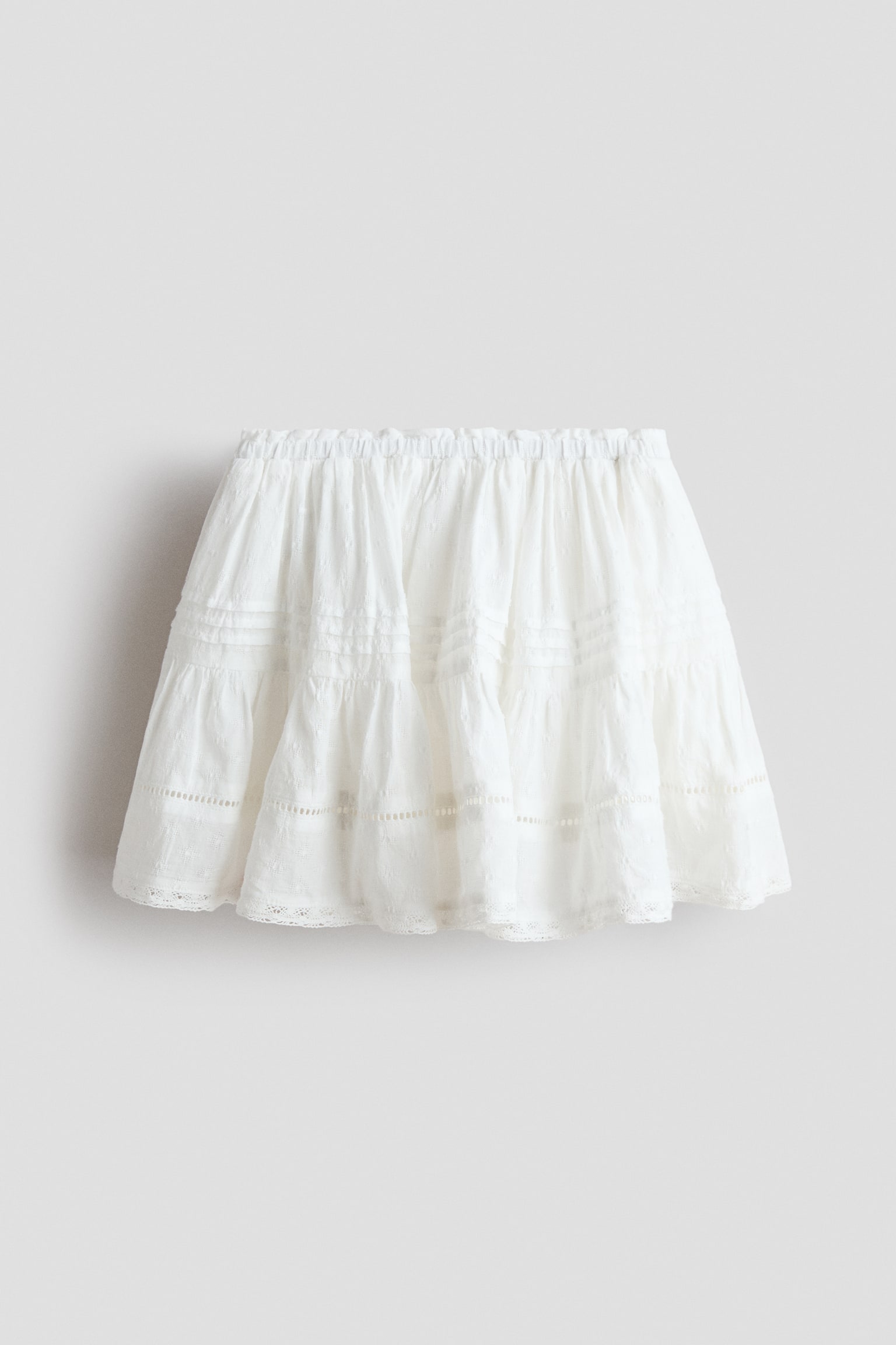Pintucked cotton skirt - White - 2