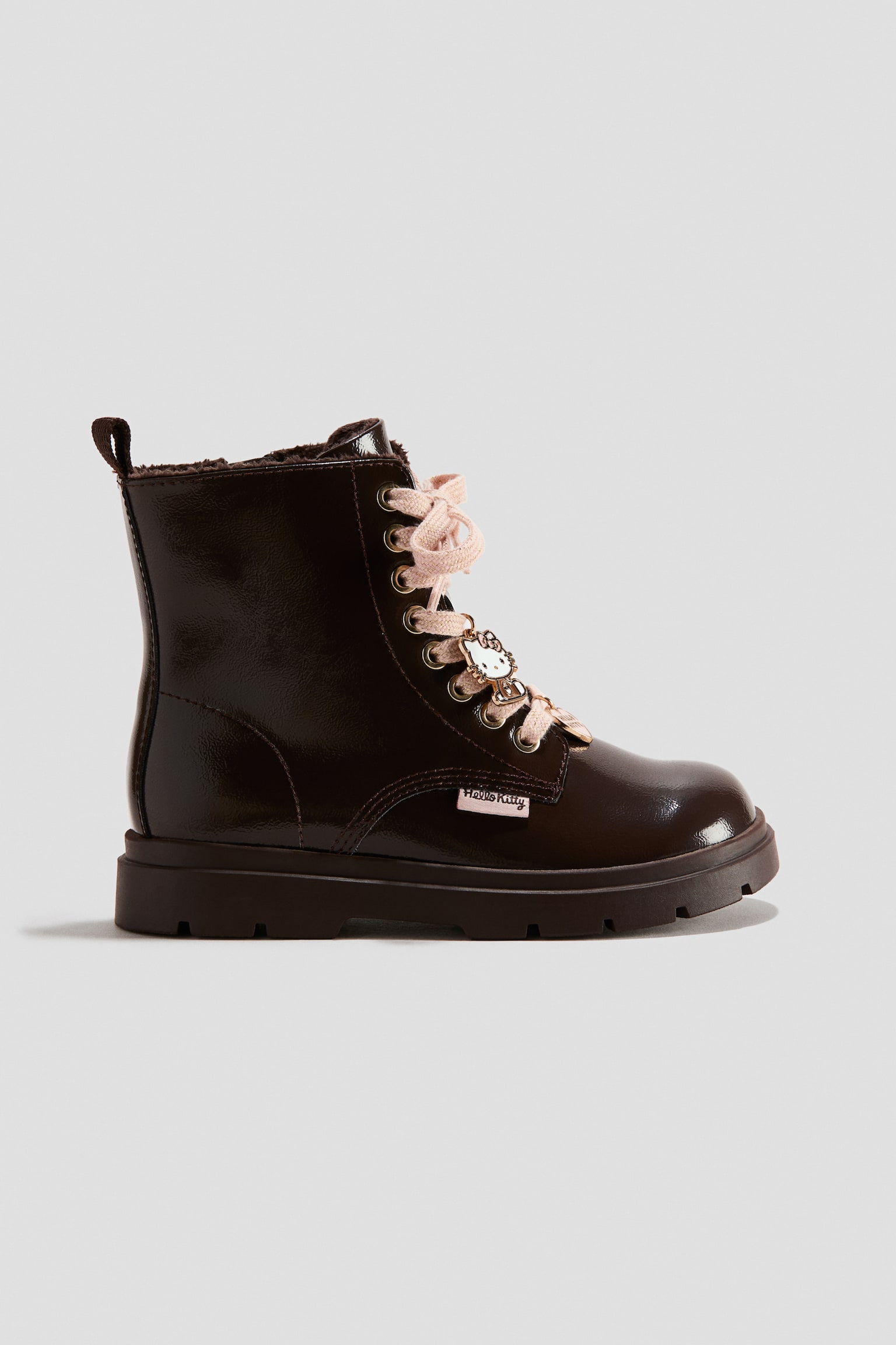 Appliquéd lace-up boots - Dark brown/Hello Kitty