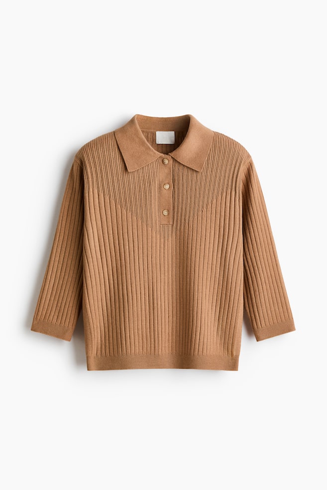 Rib-Knit Top - Dark beige - 1