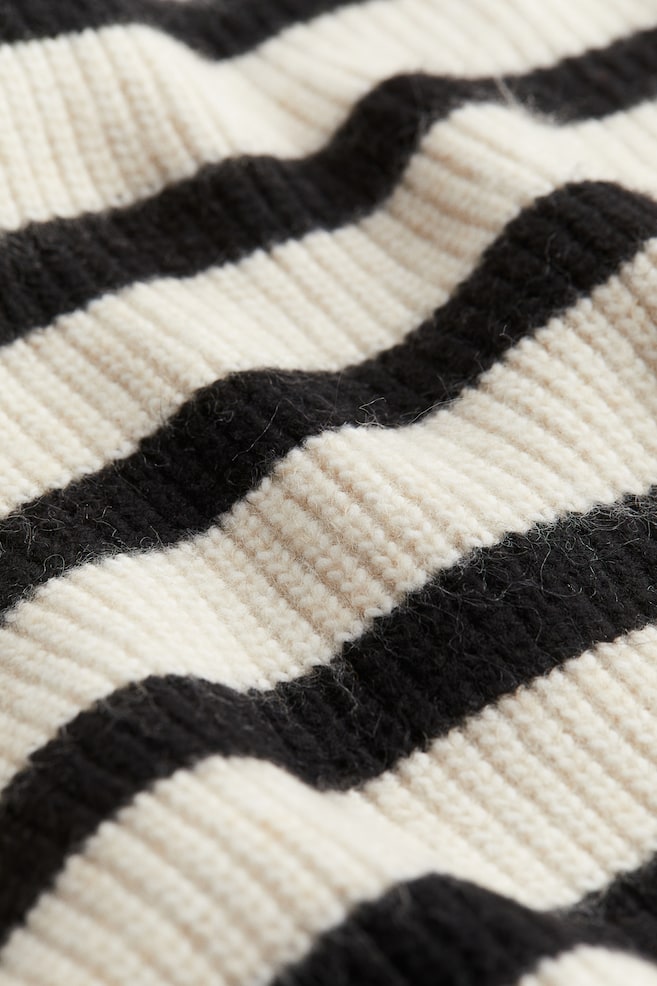 Zip-top rib-knit jumper - Cream/Striped/Beige - 6
