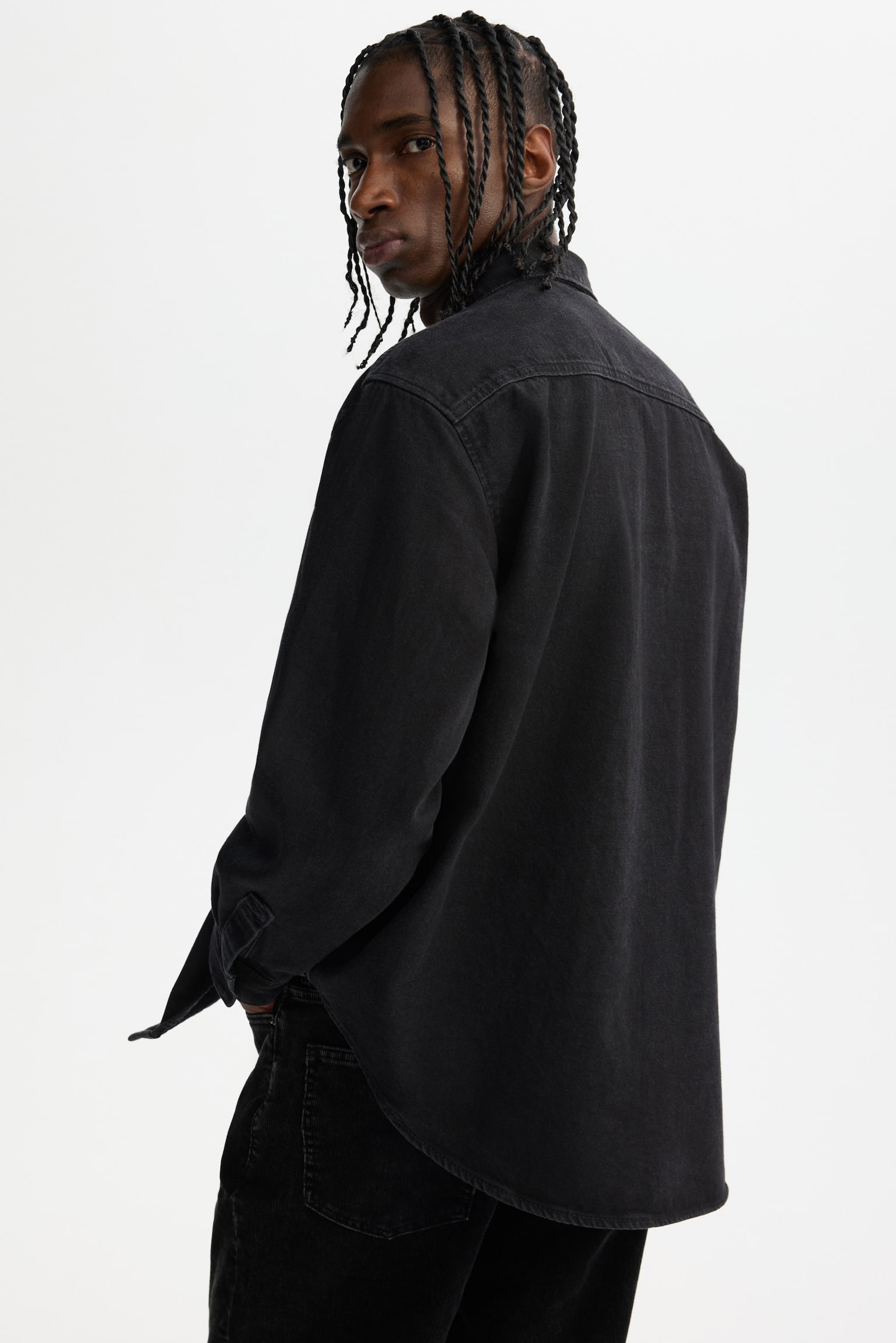 Loose Fit Denim ing - Fekete/Sötét farmerkék/Középkék - 3