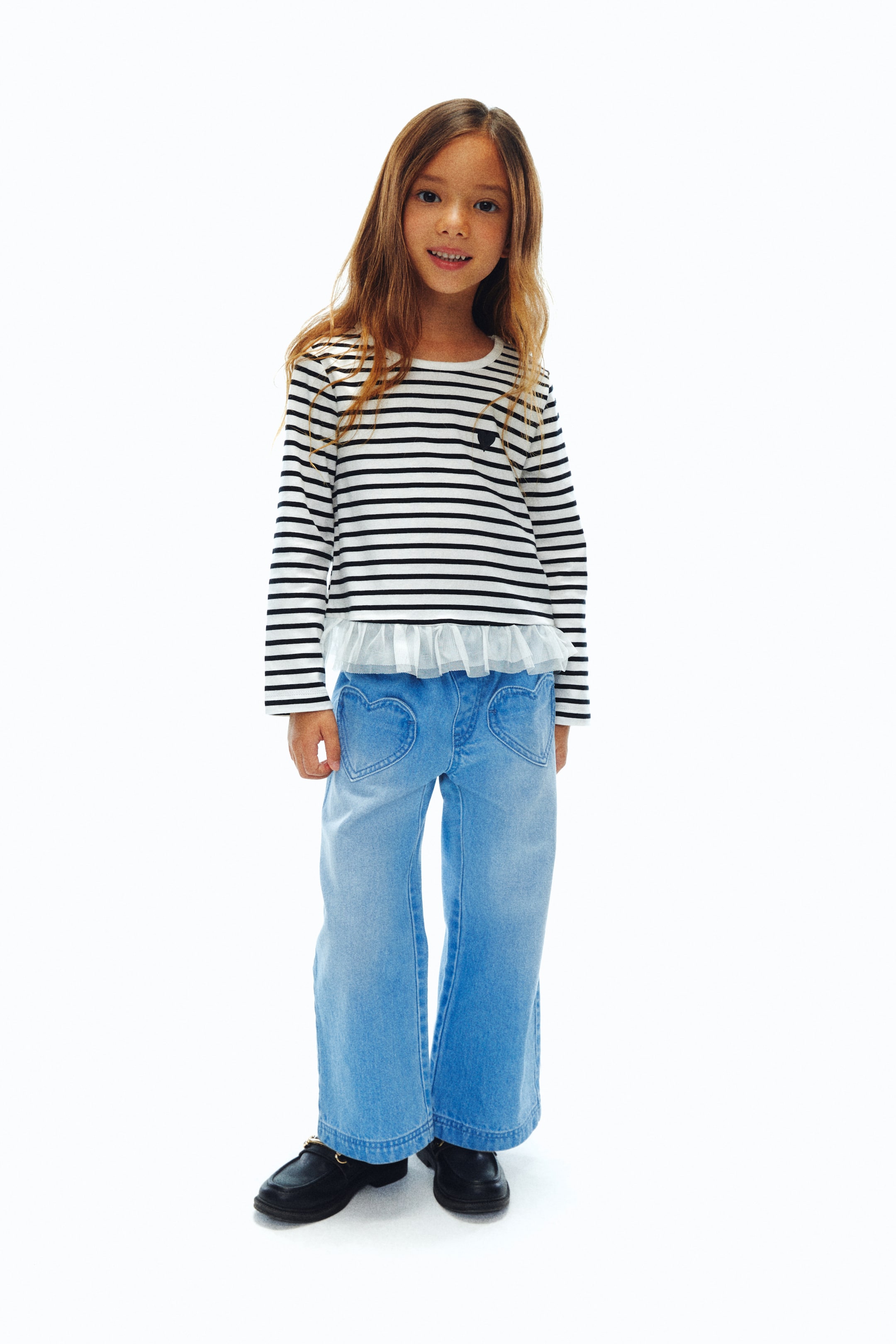 拡大画像を表示: ワイドレッグデニムパンツ - デニムブルー - Kids | H&M JP 1