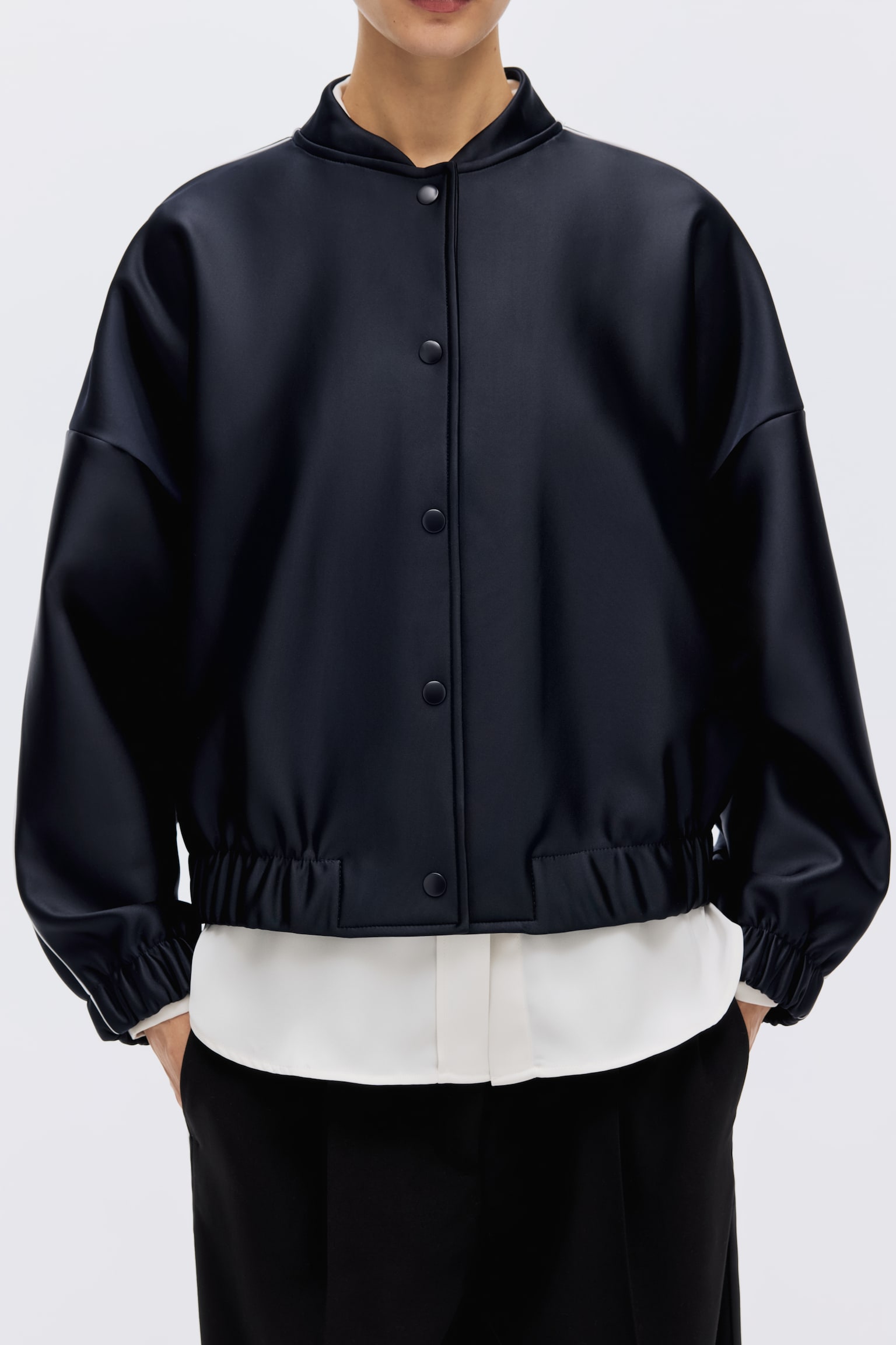 Женская куртка H&M Bomber, цвет: Тёмно-синий — фото 4