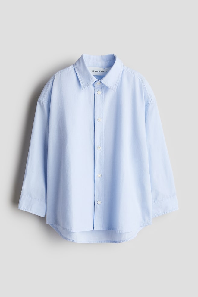 Cotton Shirt - Light blue/White - 1