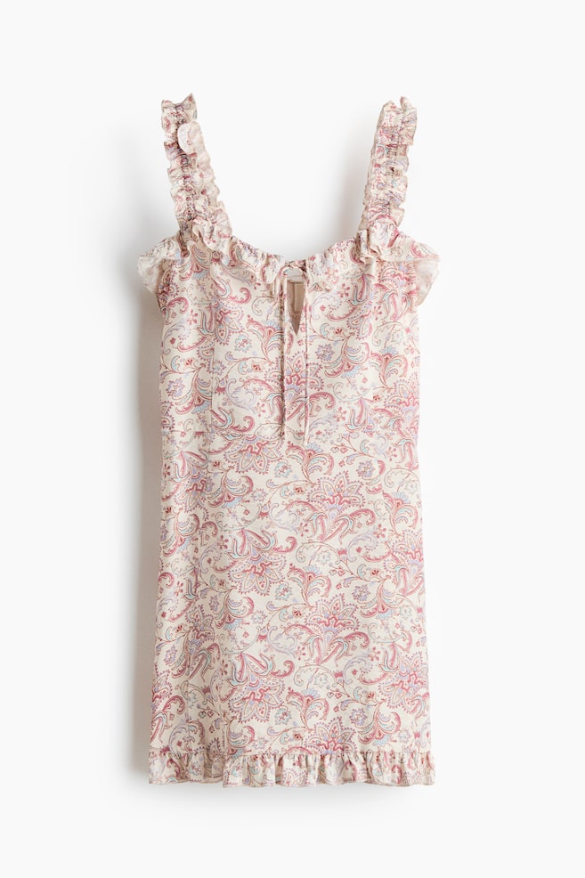 Ruffled Crêpe Dress - Light beige/paisley/Black/Light pink/floral - 1