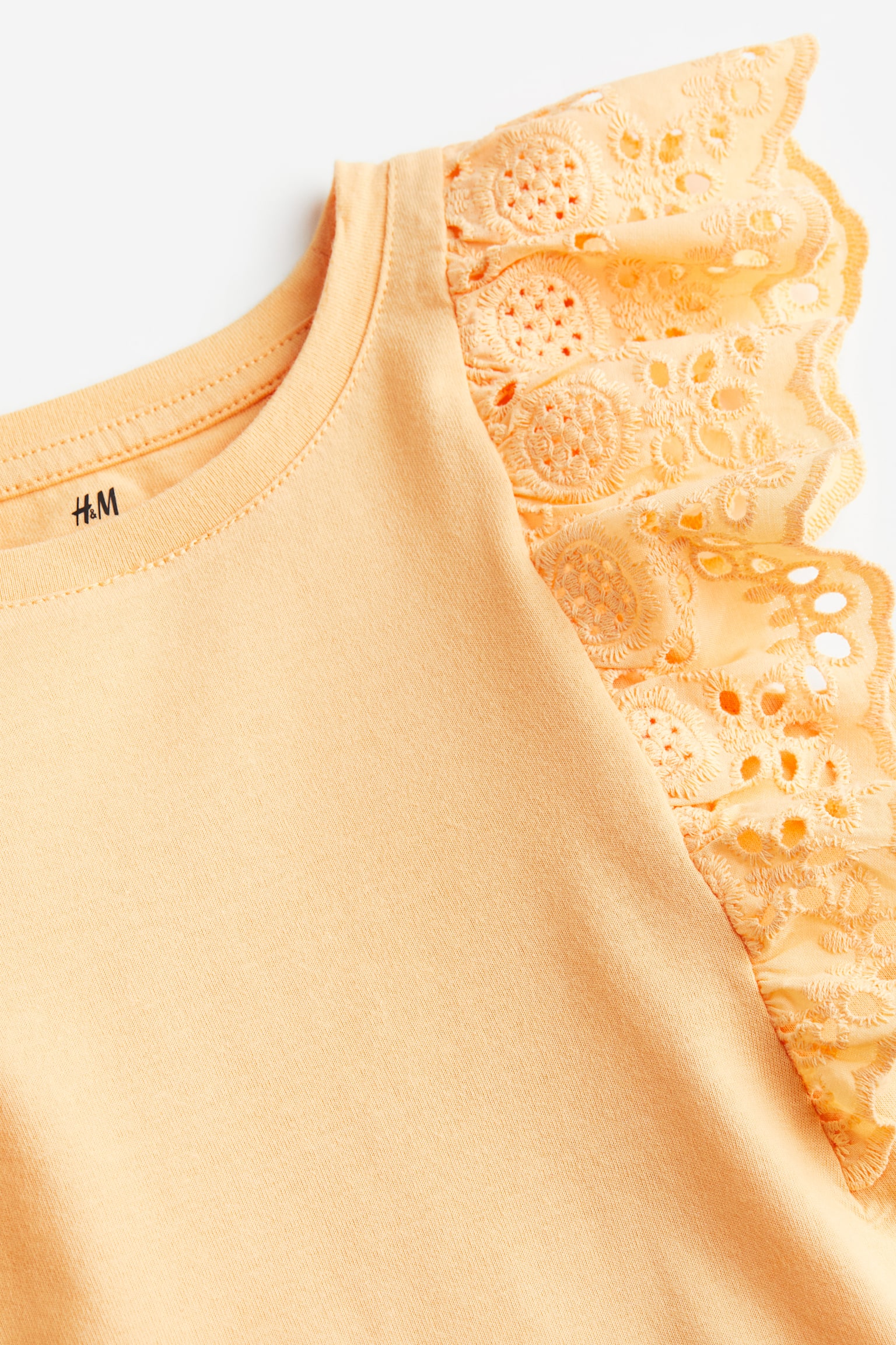 Broderie anglaise-detail top - Light orange - 2