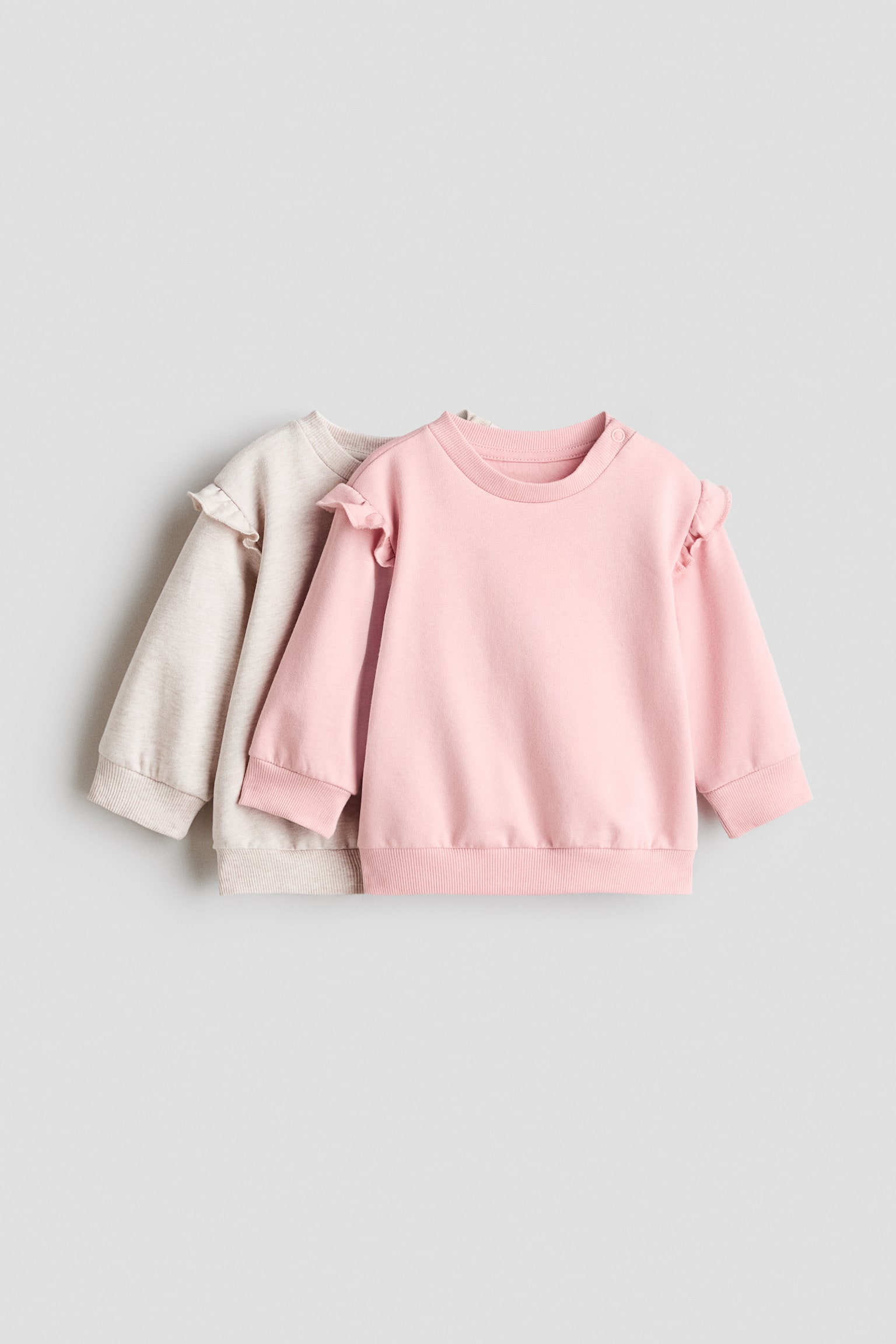 2-pack brushed-inside sweatshirts - Light pink/Light beige