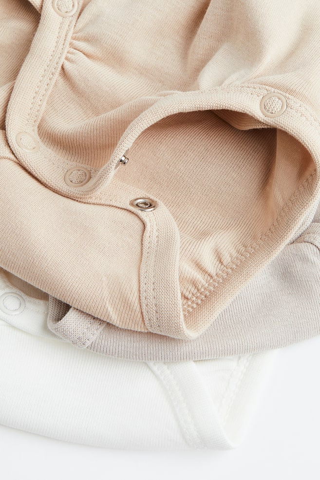 5-pack cotton bodysuits - Light beige/White/White - 2